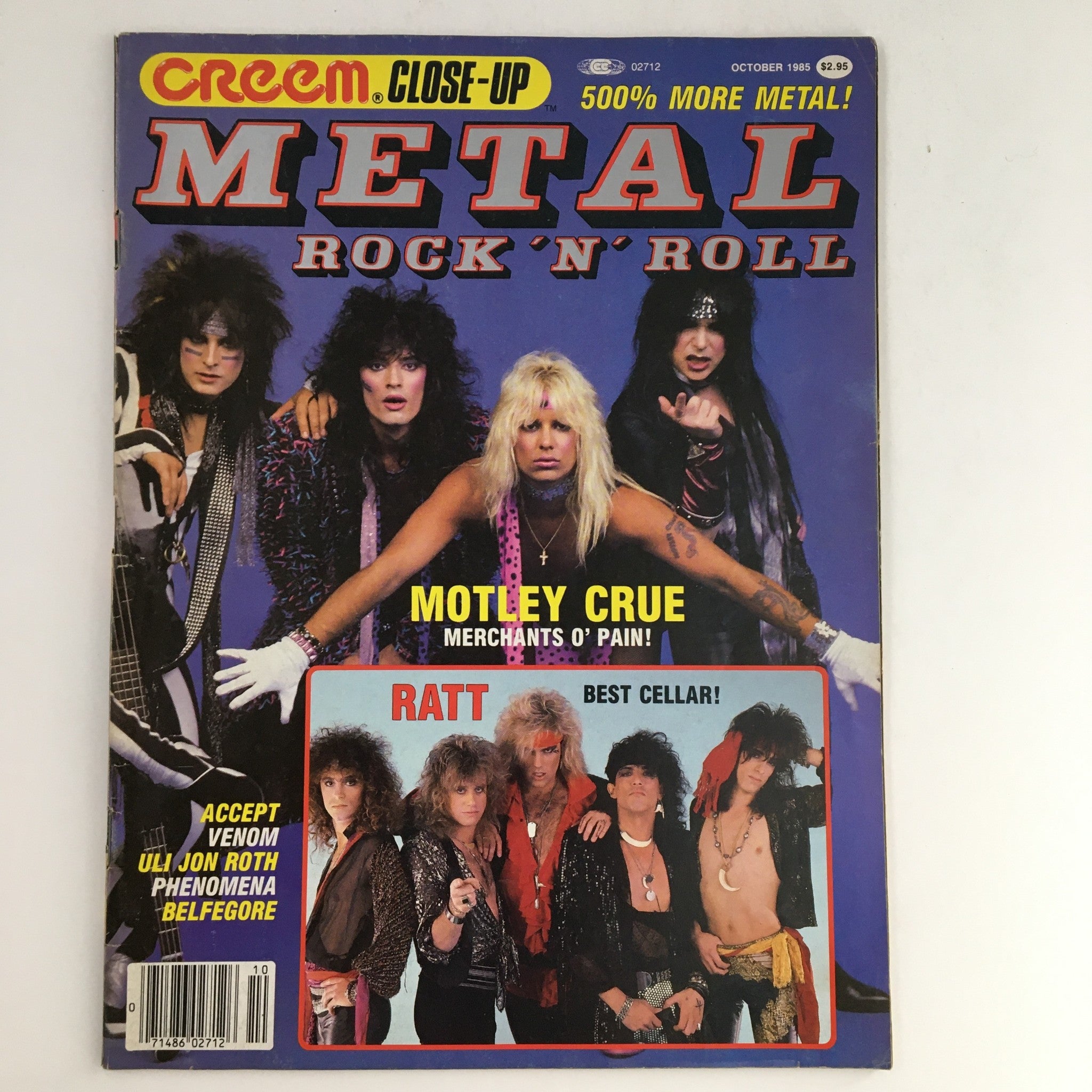 Creem Metal Rock N' Roll Magazine October 1985 Motley Crue, w Poster No Label