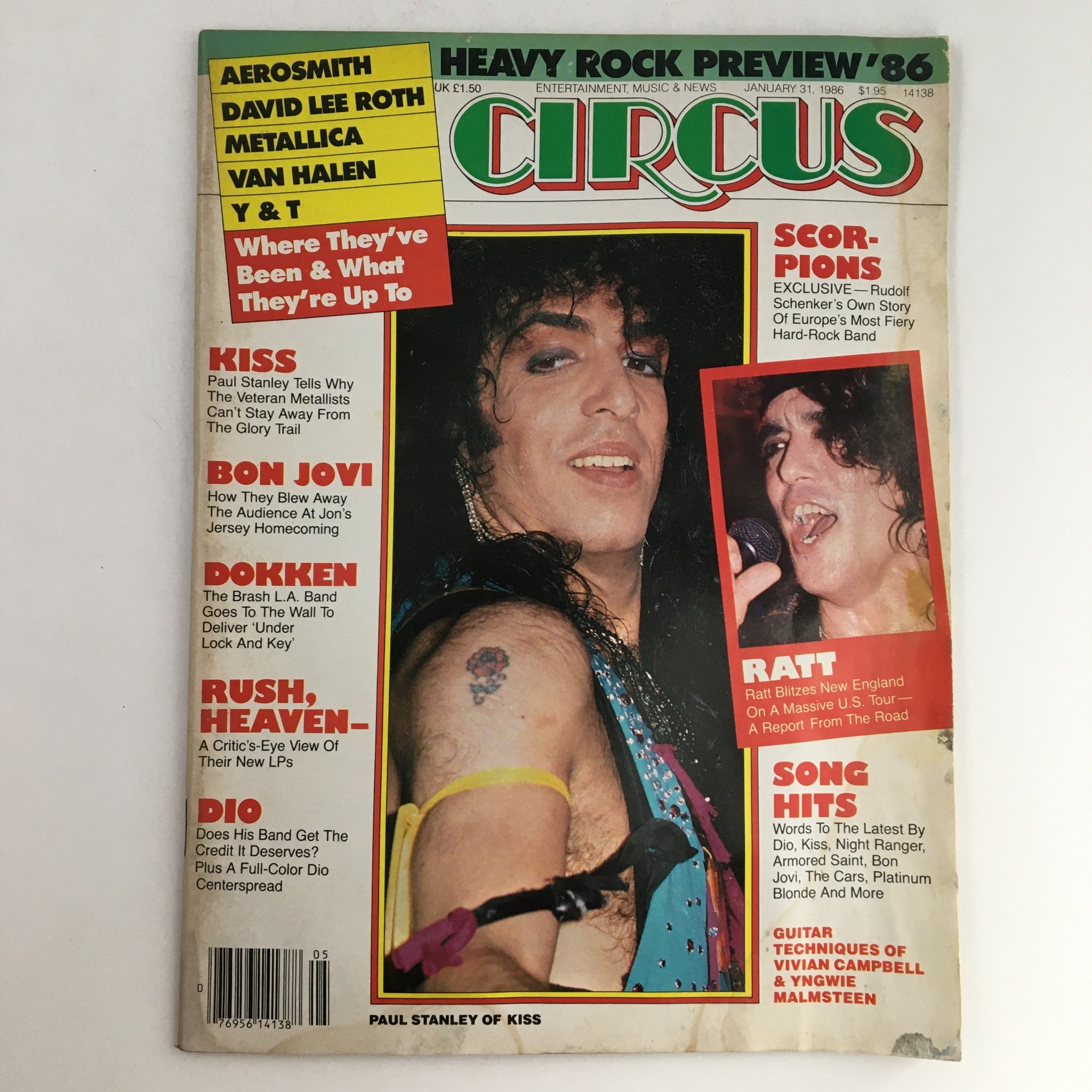 Circus Magazine January 31 1986 Paul Stanley, Ratt Blitzes, w Poster No Label