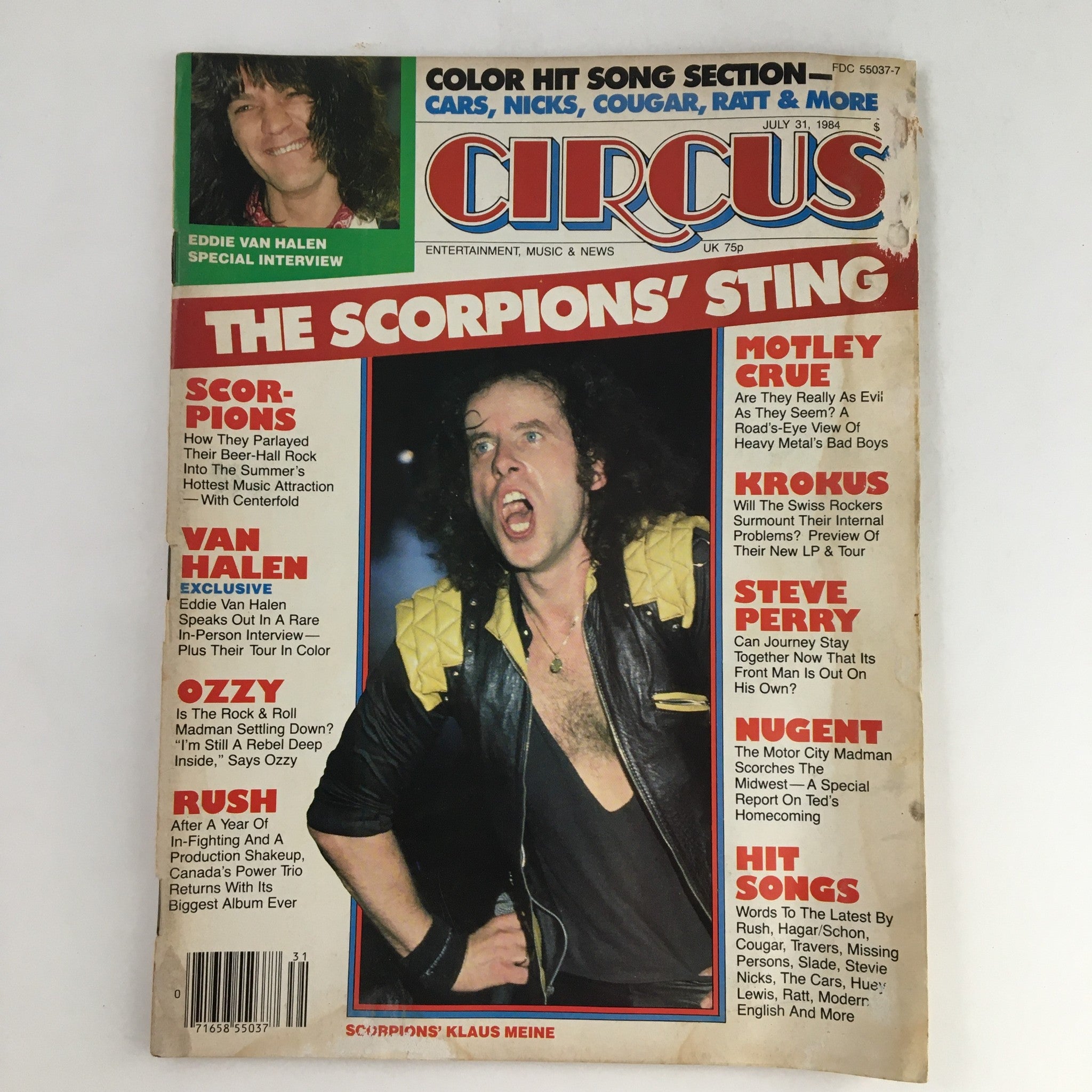 Circus Magazine July 31 1984 Eddie Van Halen & Klaus Meine, No Poster No Label