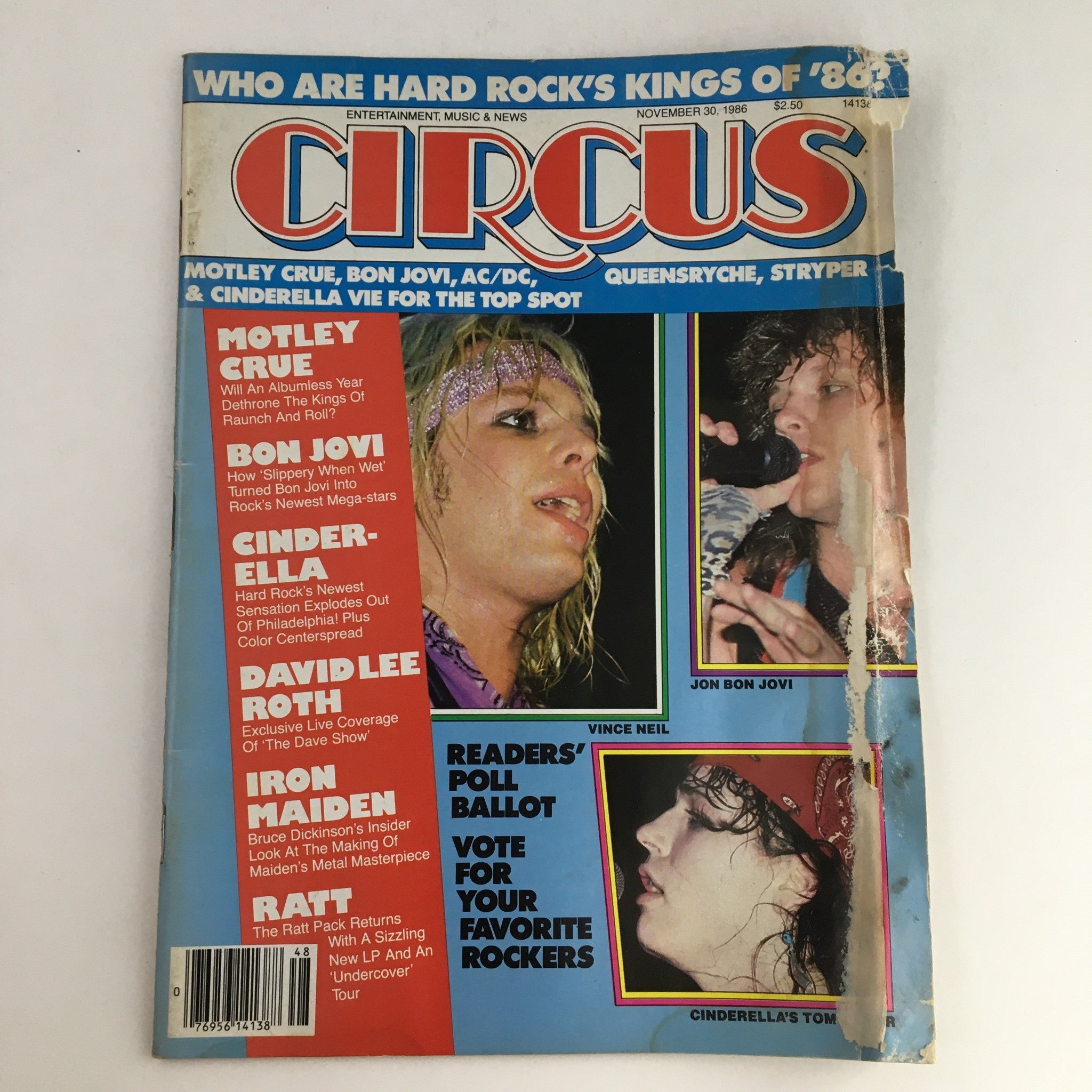 Circus Magazine November 30 1986 Vince Neil, Jon Bon Jovi, No Poster No Label