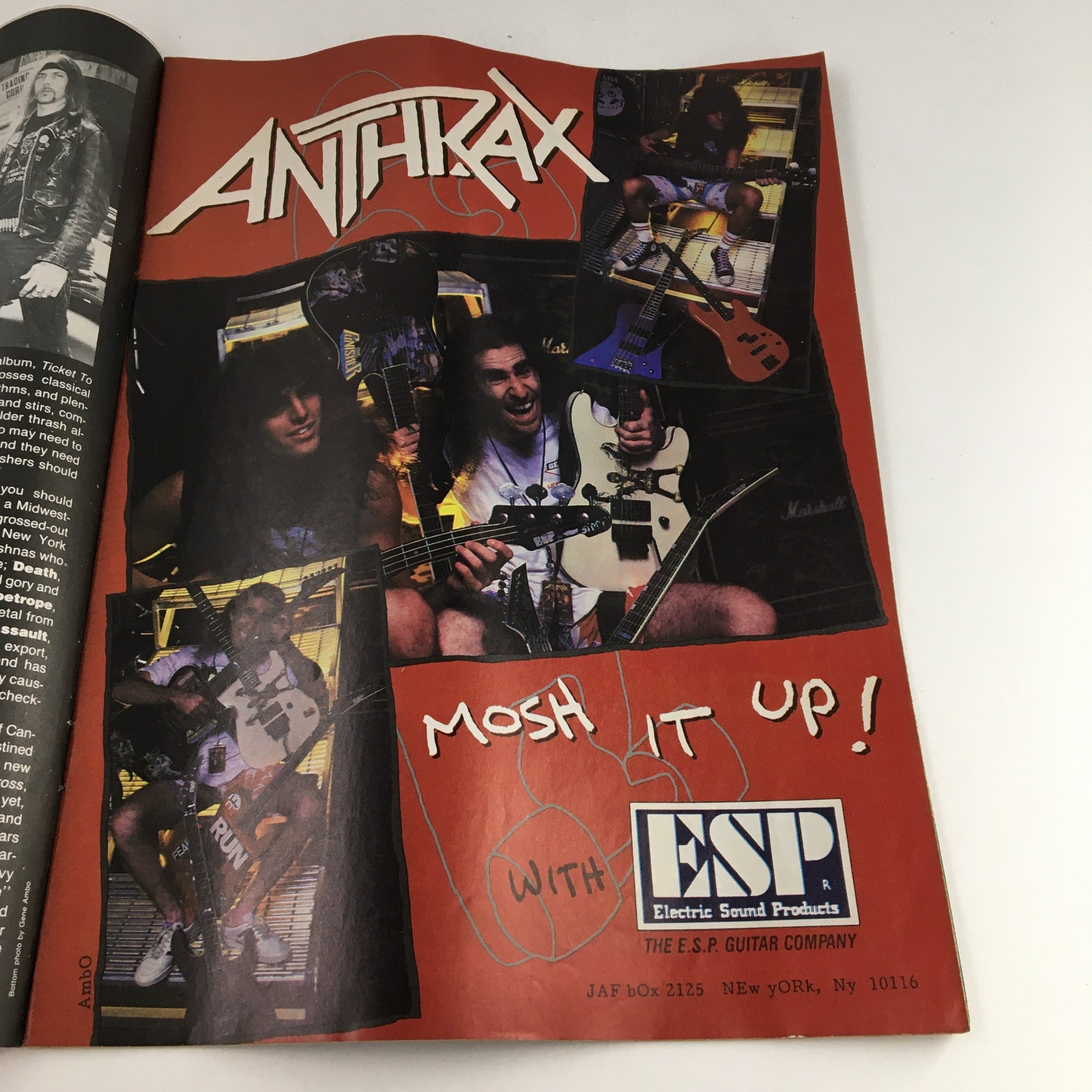Creem Thrash Metal Magazine February 1988 showcasing an advertisement for Anthrax, emphasizing the band's presence in thrash metal.