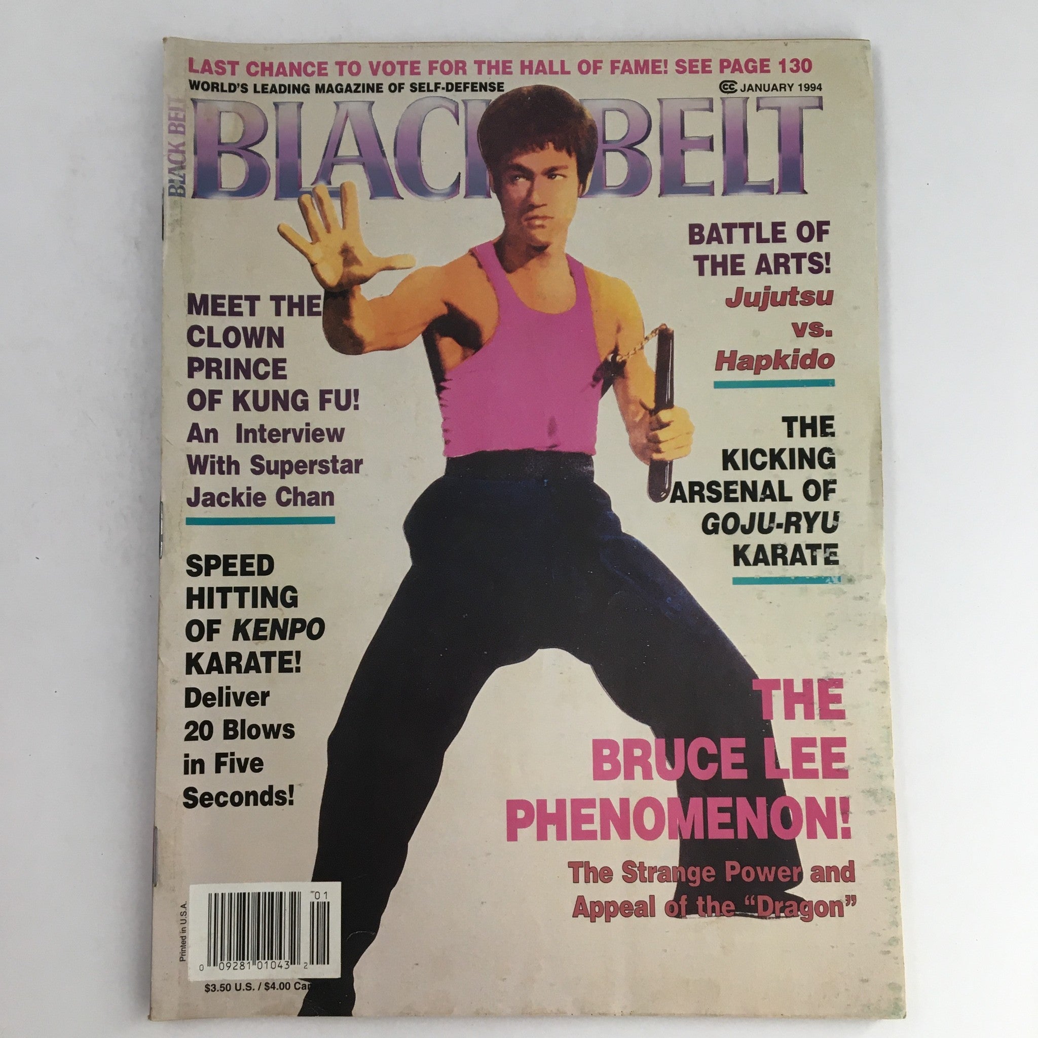 Black Belt Magazine January 1994 Vol 32 #1 The Bruce Lee Phenomenon, No Label