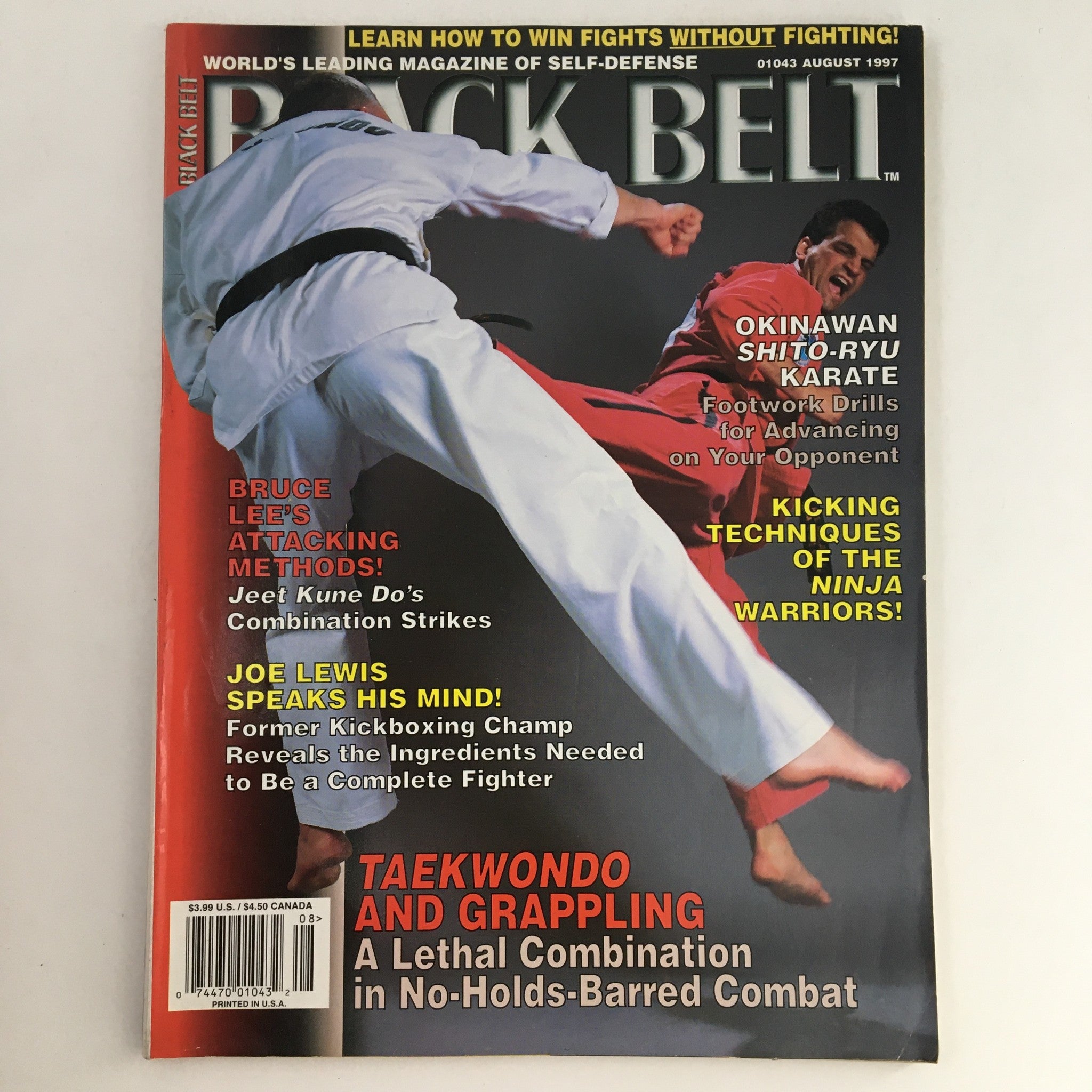 Black Belt Magazine August 1997 Philip Ameris, Joe Lewis, Bruce Lee, No Label