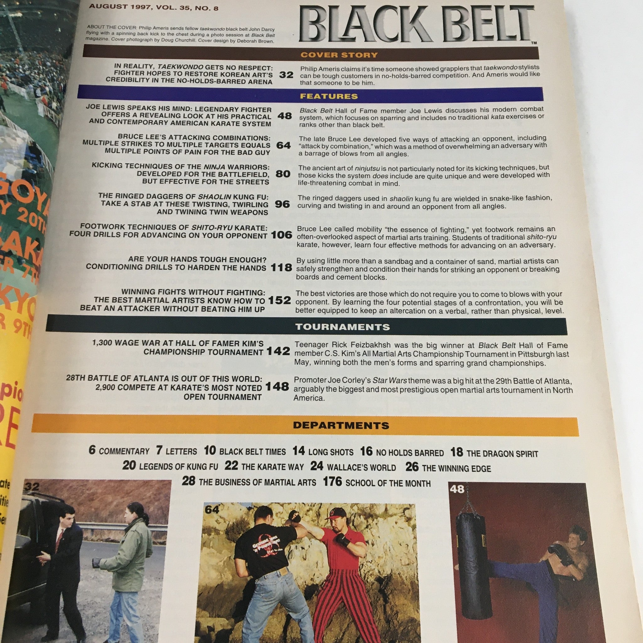 Black Belt Magazine August 1997 Philip Ameris, Joe Lewis, Bruce Lee, No Label