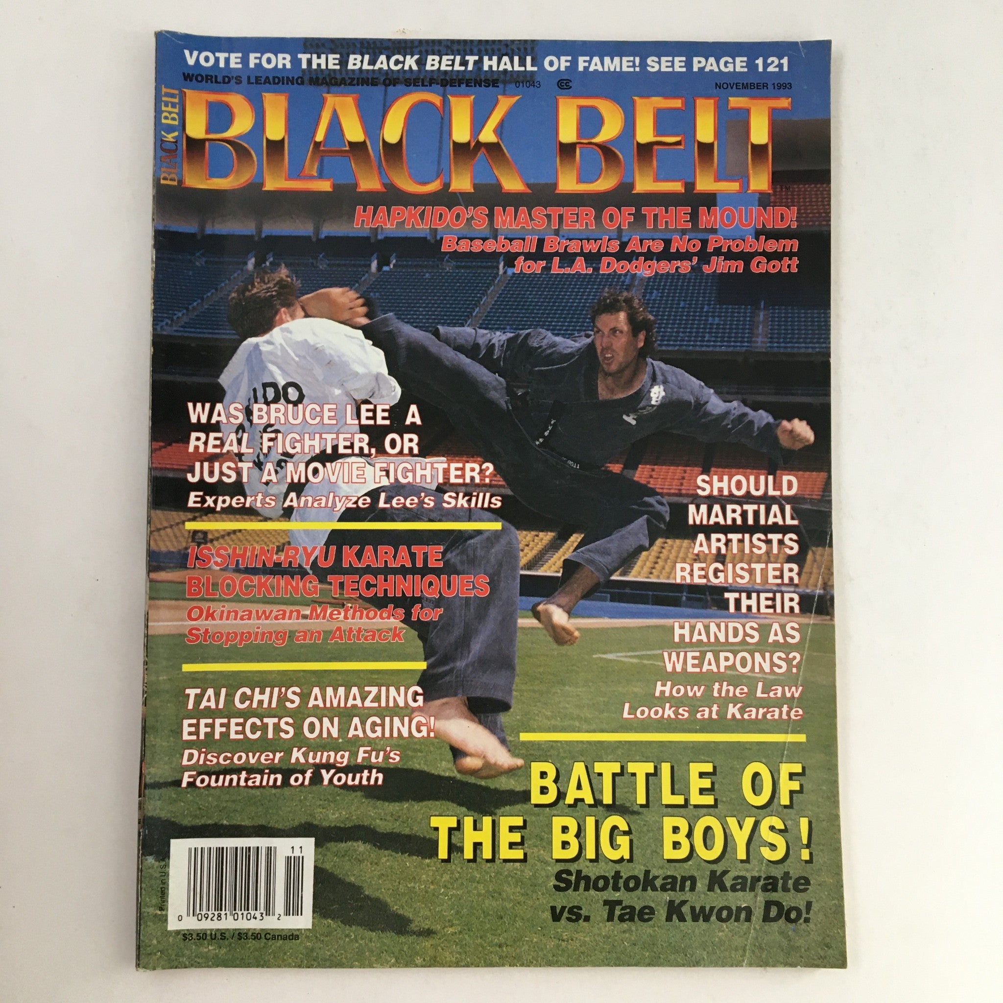 Black Belt Magazine November 1993 Los Angeles Dodgers Pitcher Jim Gott, No Label