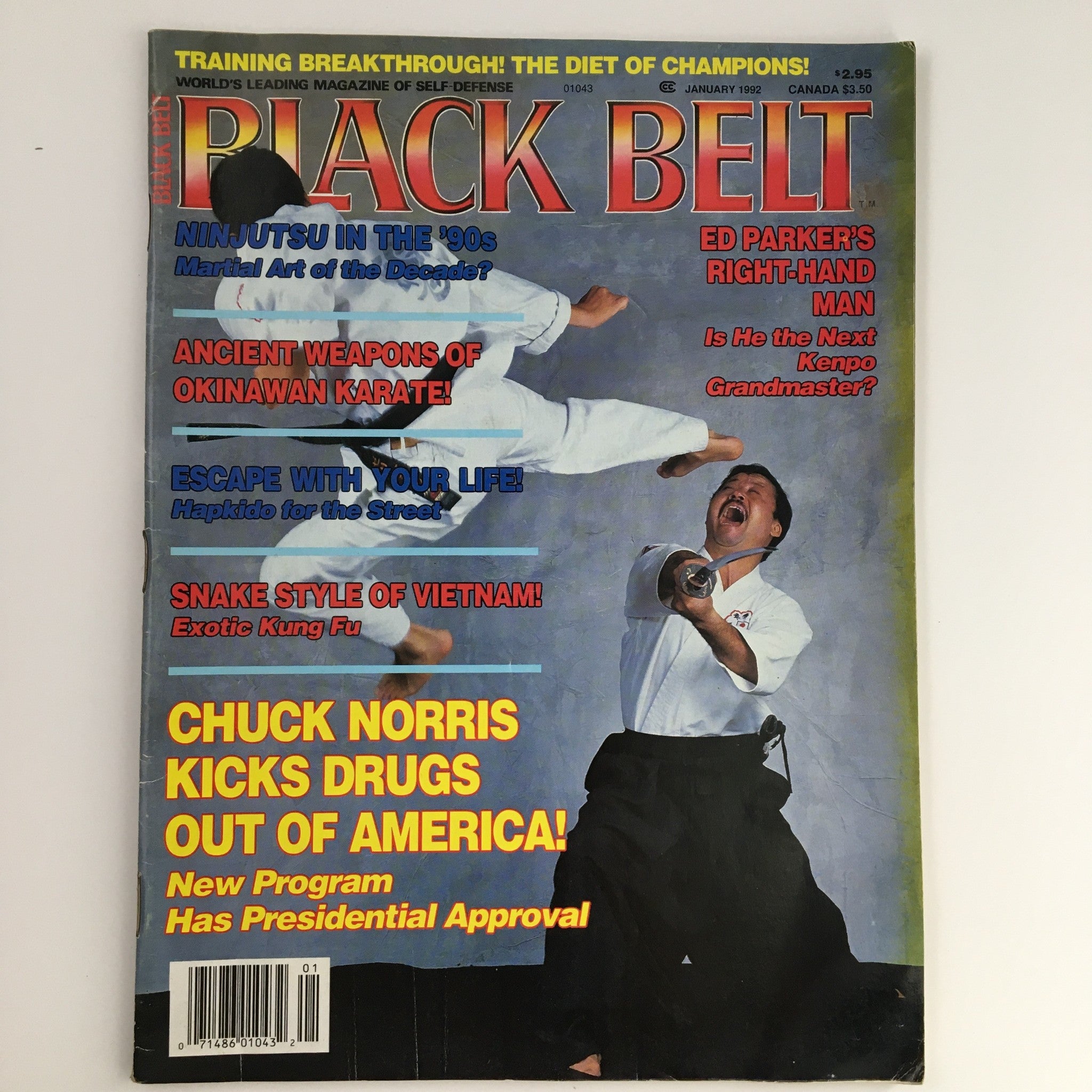 Black Belt Magazine January 1992 Ed Parker & Chuck Norris, No Label