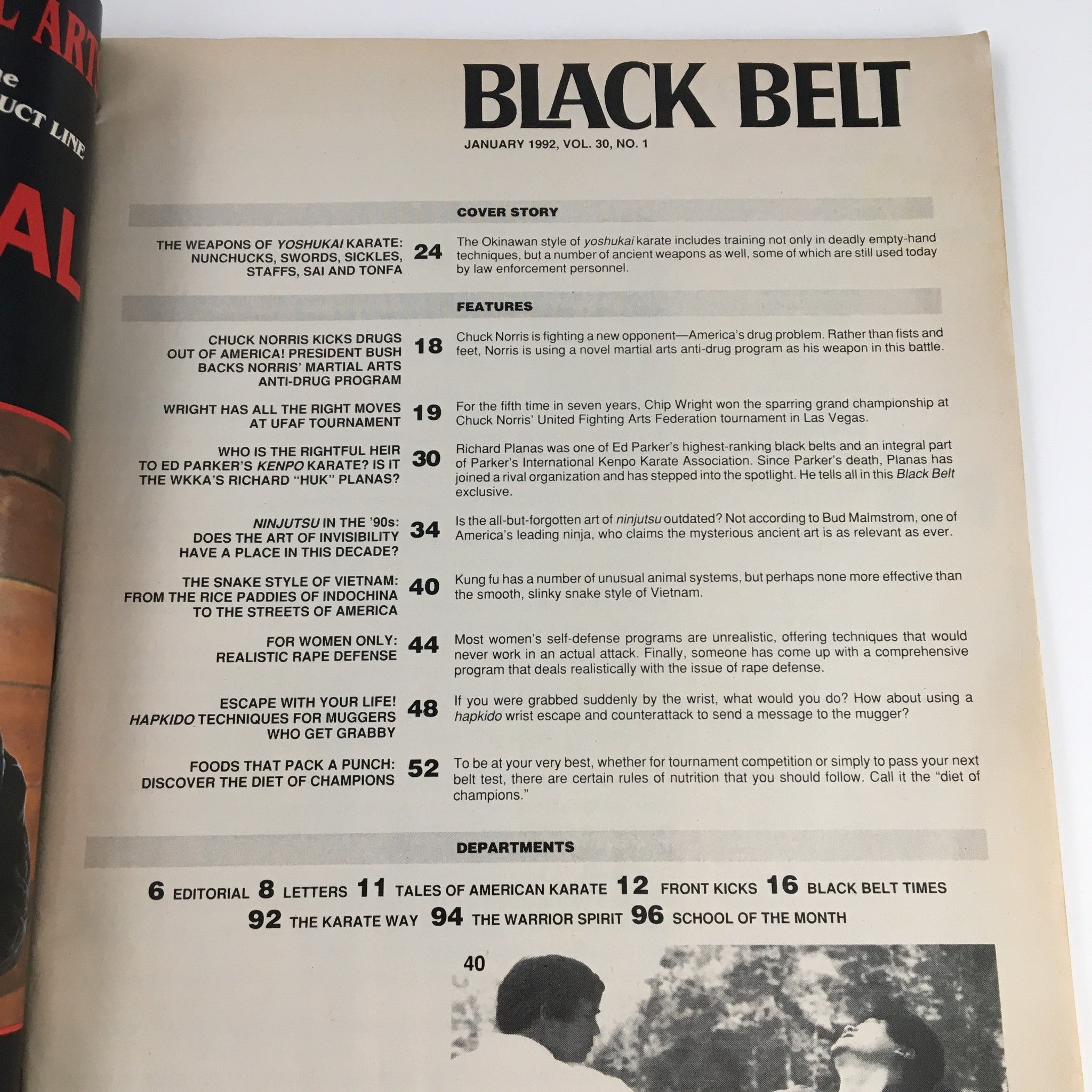 Black Belt Magazine January 1992 Ed Parker & Chuck Norris, No Label