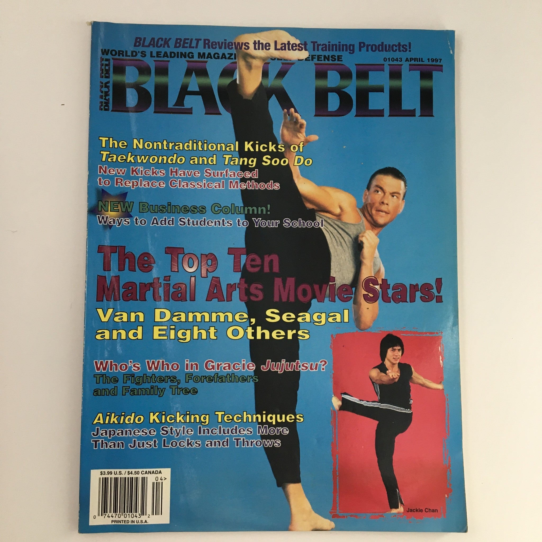 Black Belt Magazine April 1997 Jean-Claude Van Damme, Jackie Chan, No Label