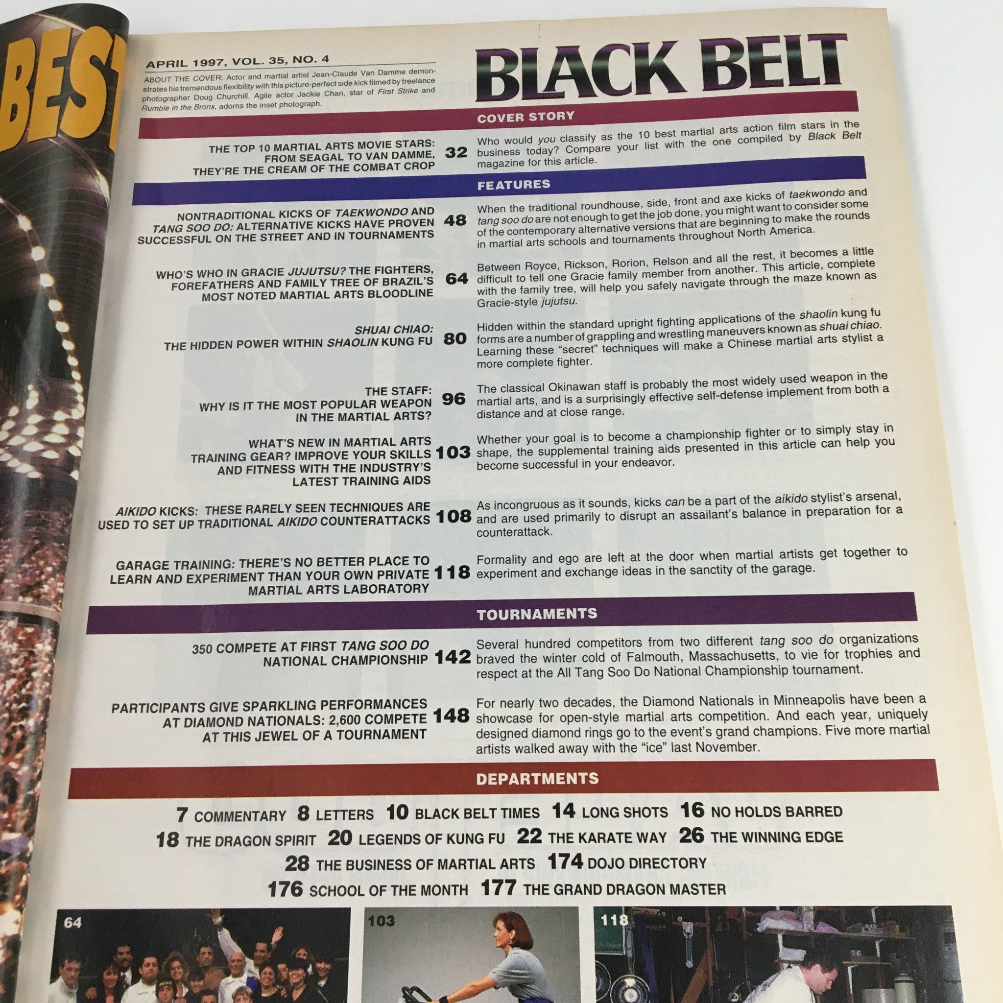 Black Belt Magazine April 1997 Jean-Claude Van Damme, Jackie Chan, No Label