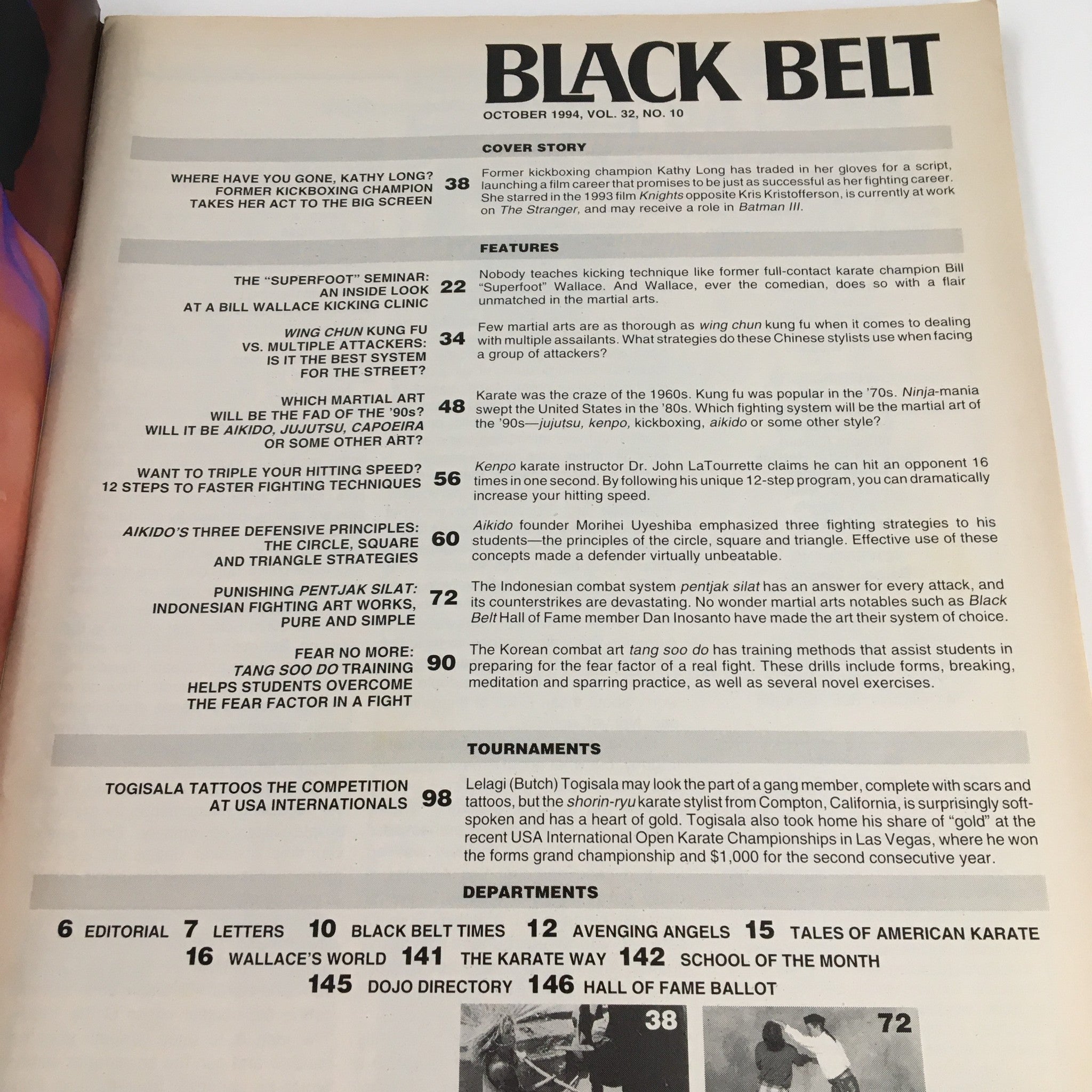 Black Belt Magazine October 1994 Kickboxing Champion Kathy Long, No Label