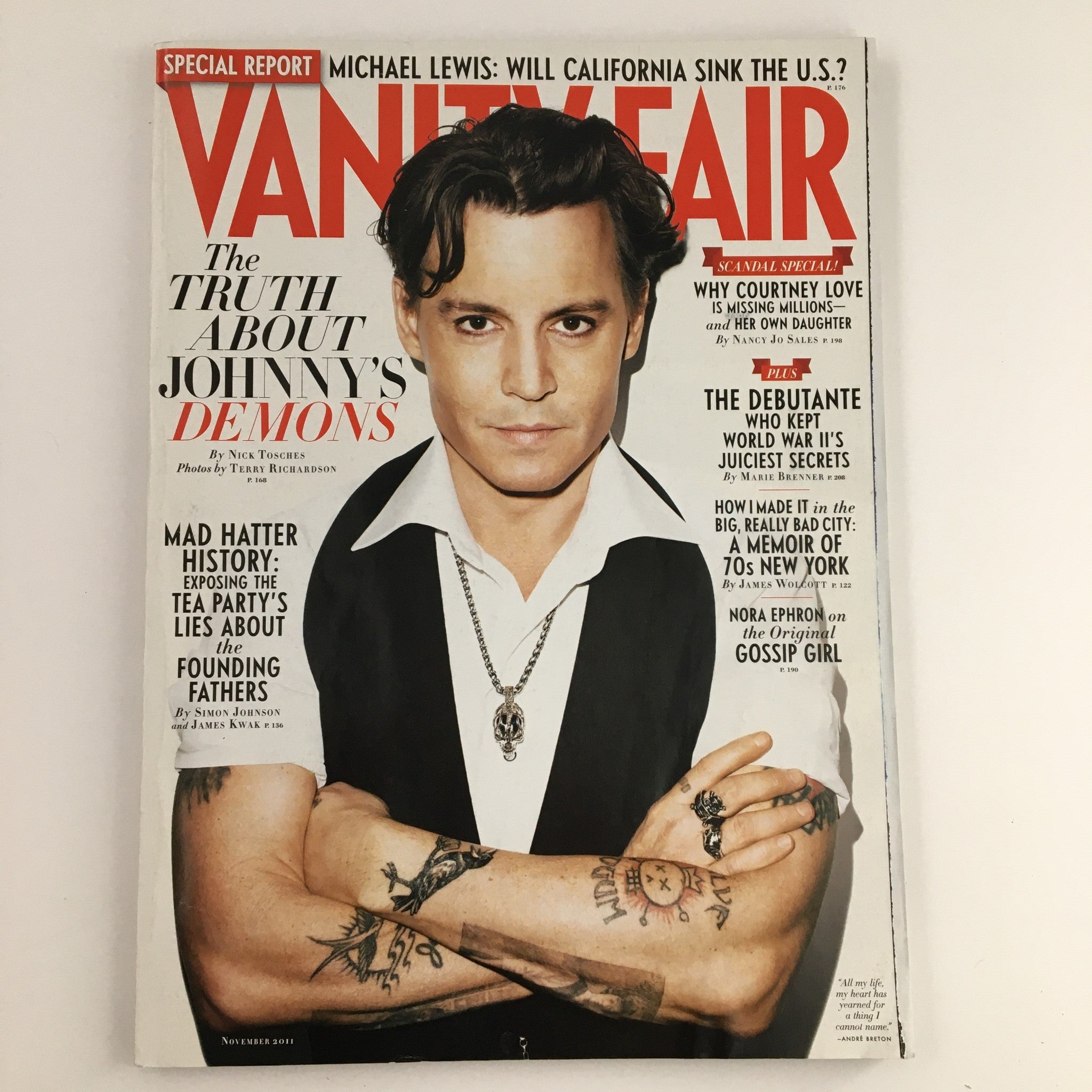 Vanity Fair Magazine November 2011 Johnny Depp & Michael Lewis, No Label