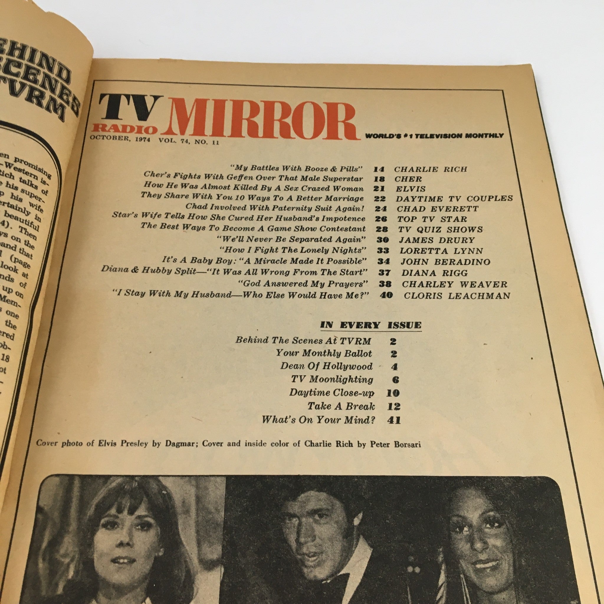 TV Radio Mirror Magazine October 1974 Elvis Presley, Charlie Rich & Loretta Lynn