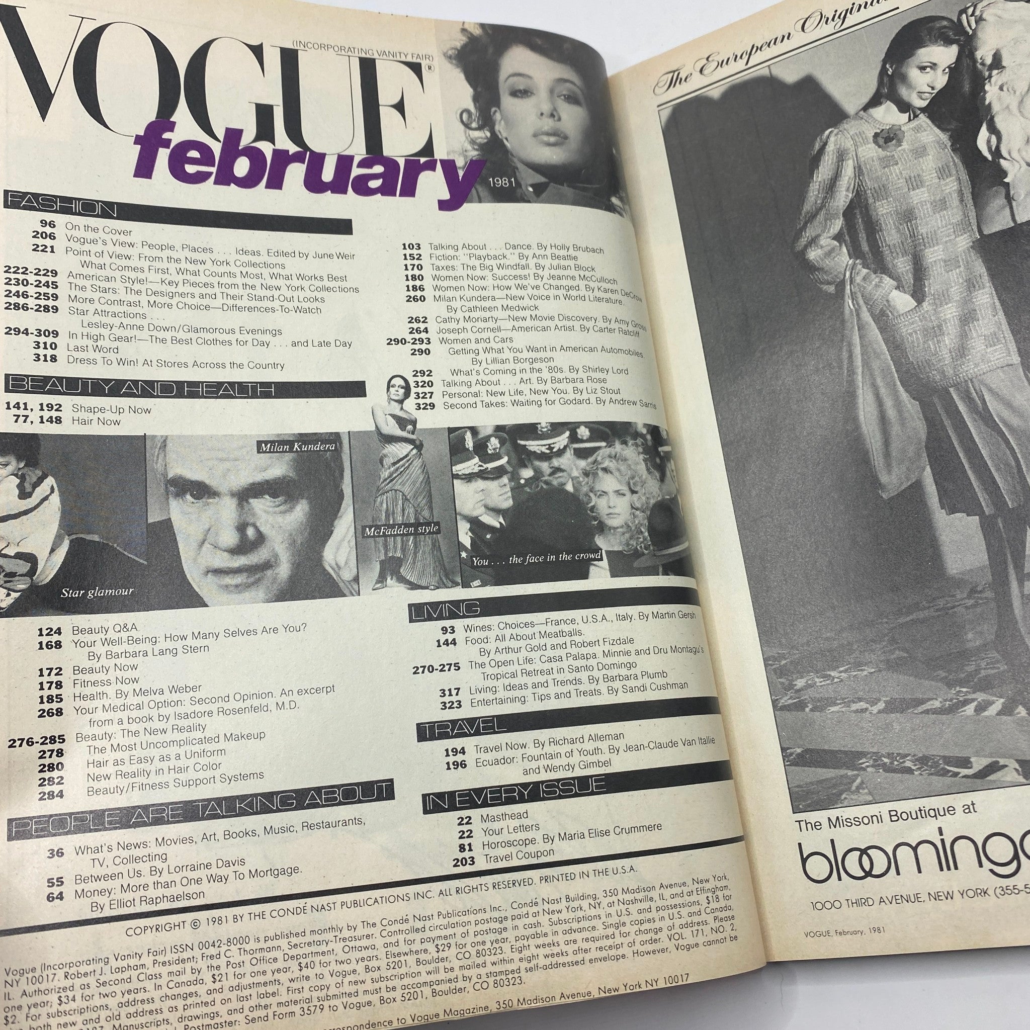 VTG Vogue Magazine February 1981 Kim Alexis by Richard Avedon