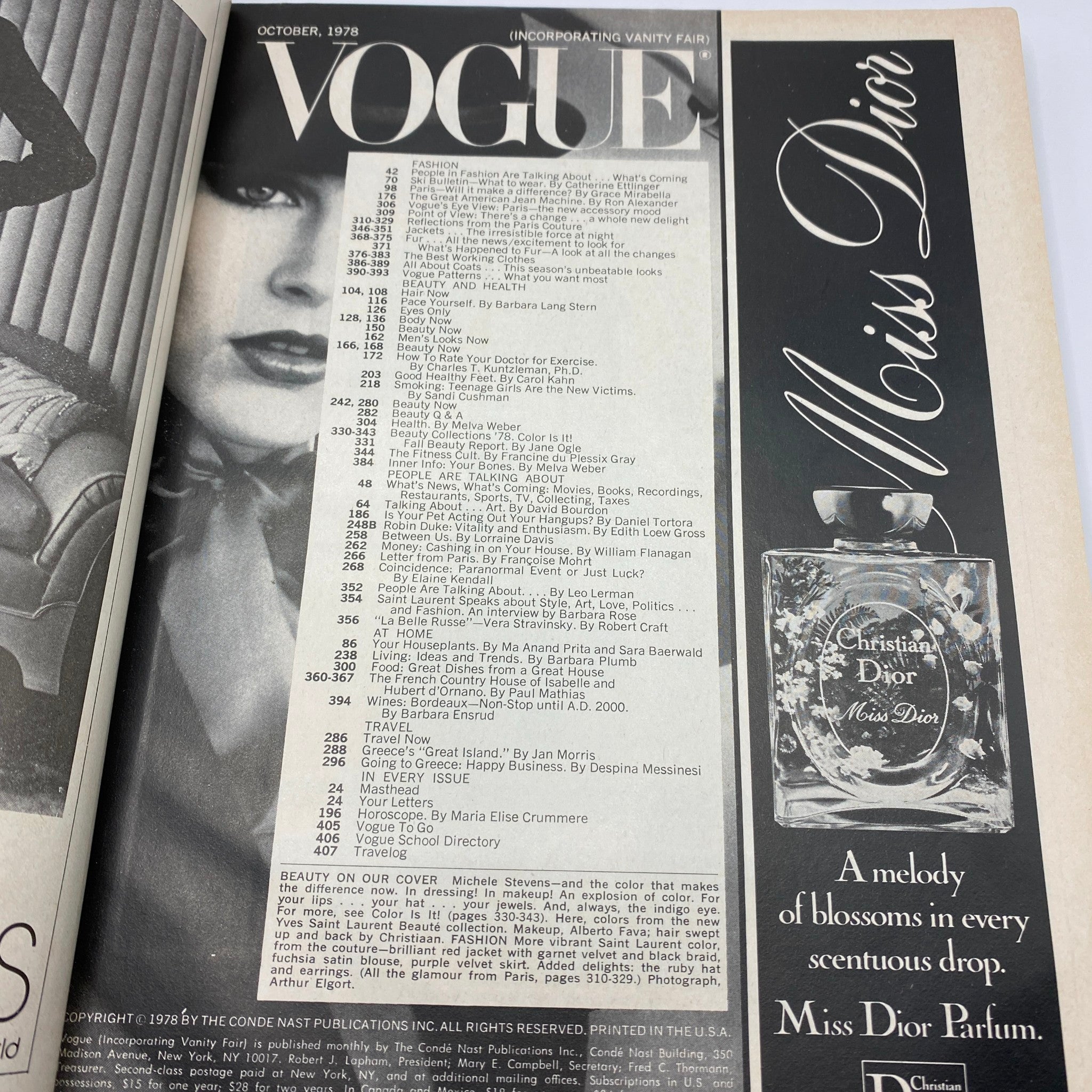 VTG Vogue Magazine October 1978 Michelle Stevens by Arthur Elgort