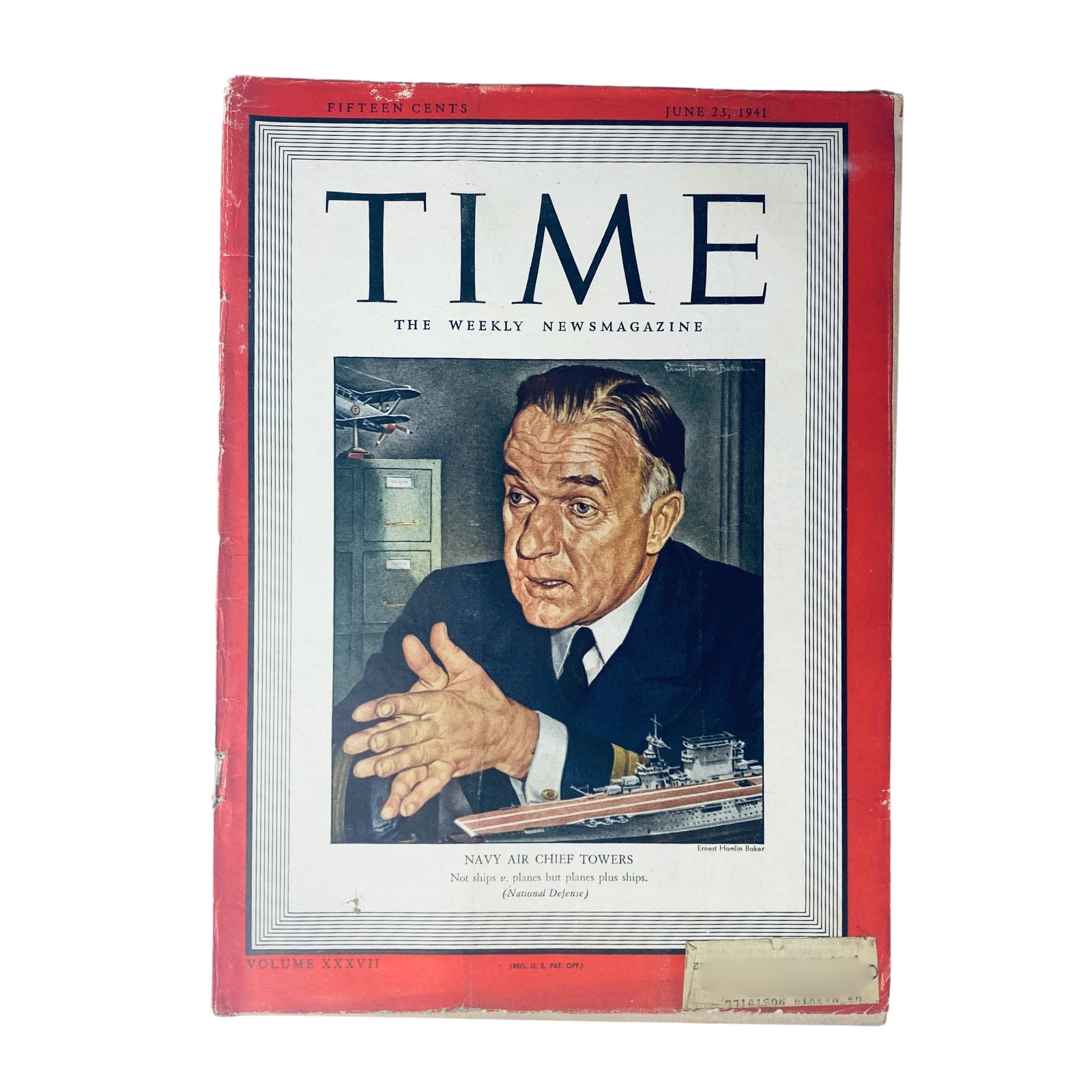 Cover of Time Magazine from June 23, 1941 featuring Navy Air Chief Rear Admiral Jack Towers, showcasing naval aviation themes and historical context.