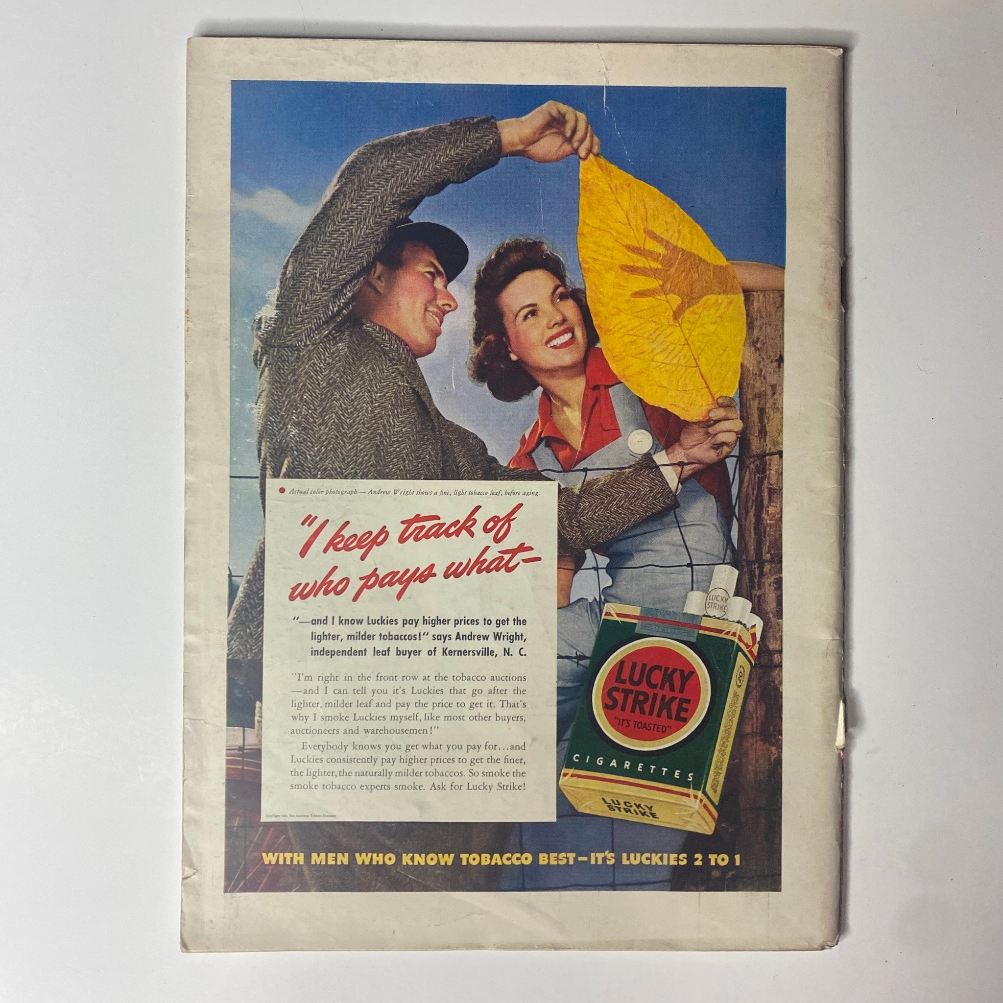 Time Magazine June 9, 1941 advertisement for Lucky Strike cigarettes with a smiling couple, highlighting tobacco marketing of the era.