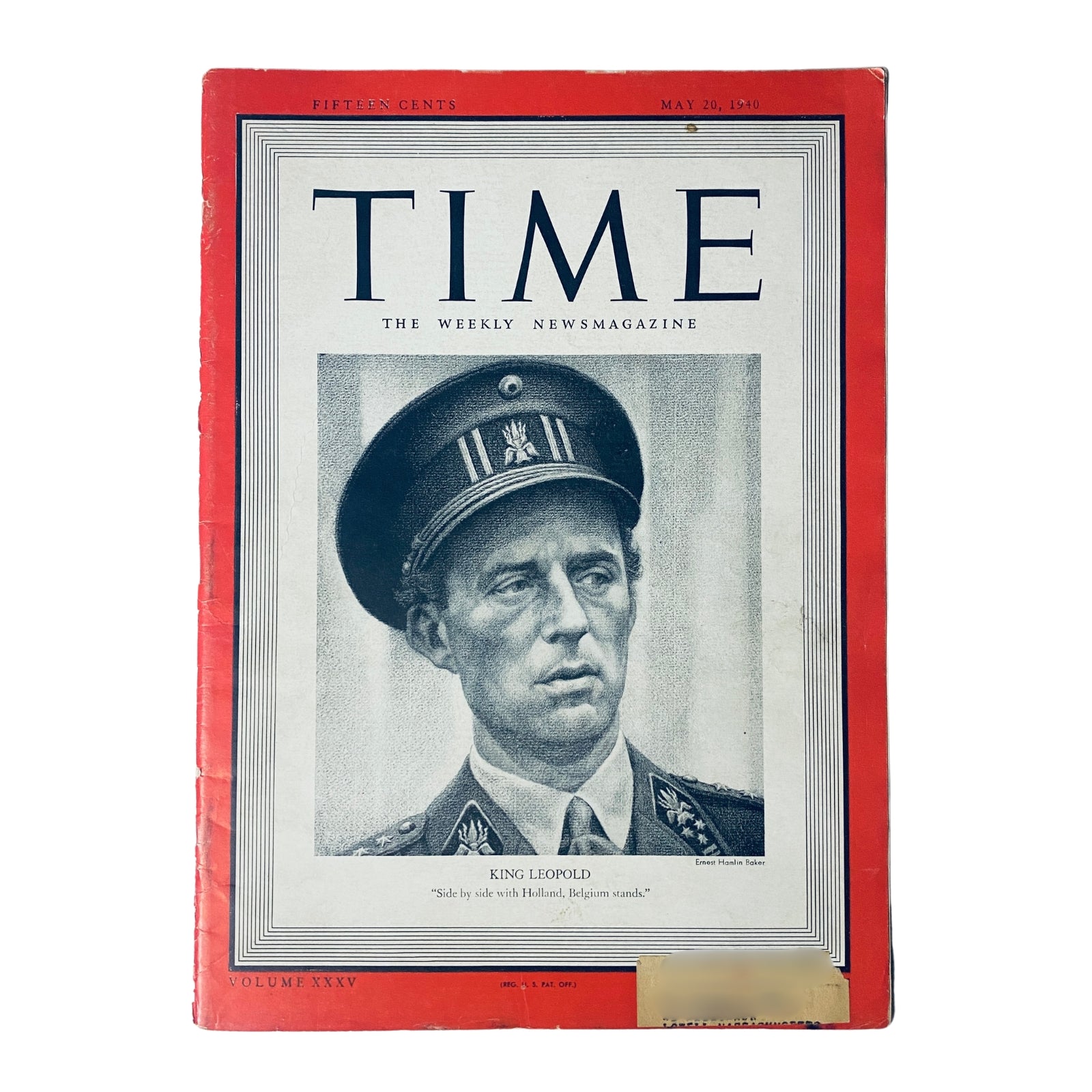 Time Magazine May 20, 1940 Vol 35 No. 21 featuring King Leopold on the cover, showcasing the historical context of World War II.