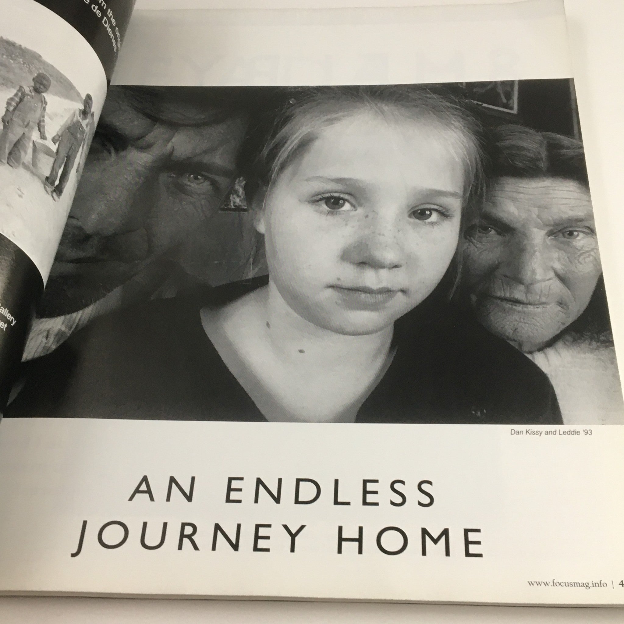 Inside page of Focus Photography Magazine December 2006 presenting an article titled 'An Endless Journey Home,' focusing on evocative photography capturing human emotions and stories.