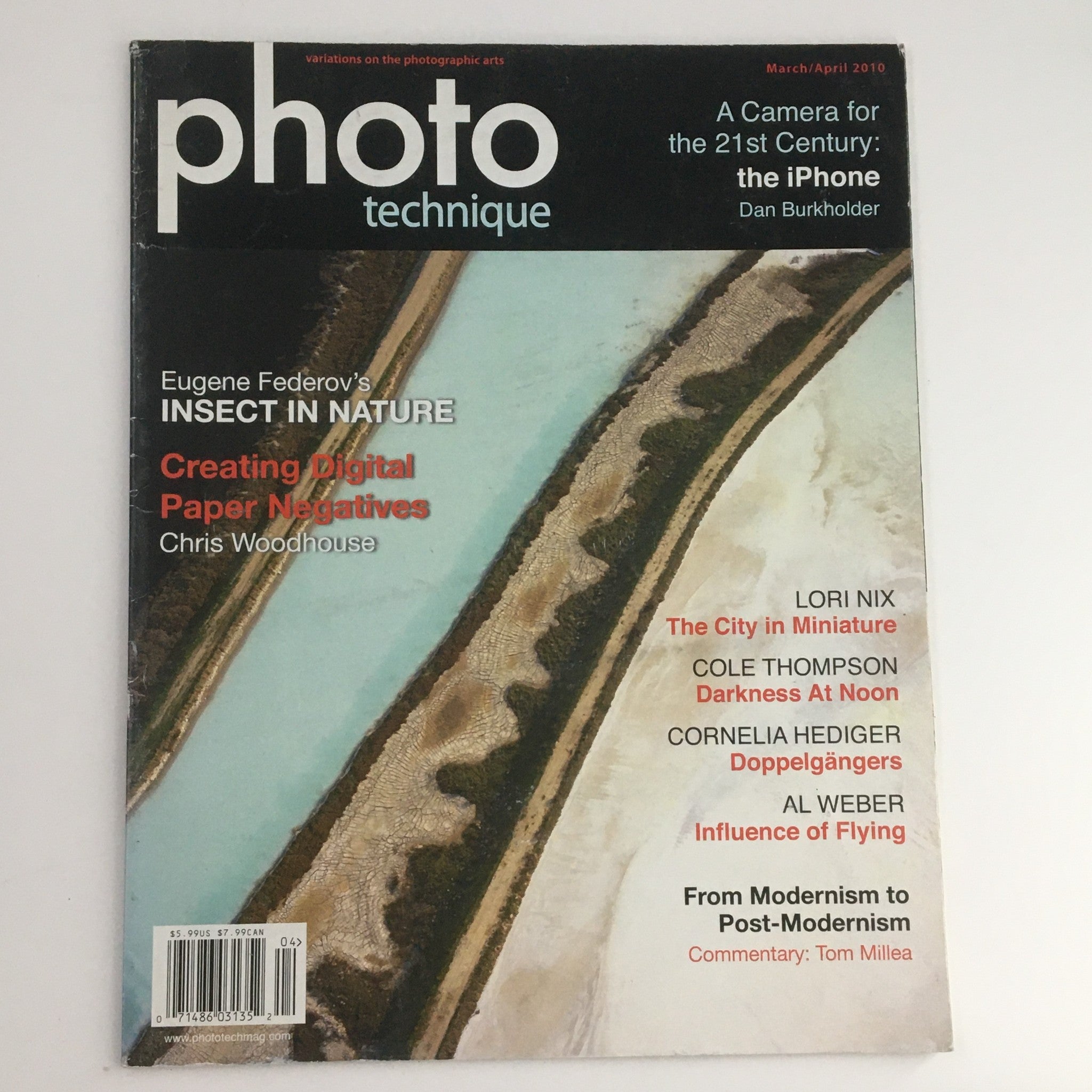 Cover of Photo Technique Magazine March 2010 featuring an article by Chris Woodhouse on Paper Negatives, showcasing a unique photograph in an artistic layout.