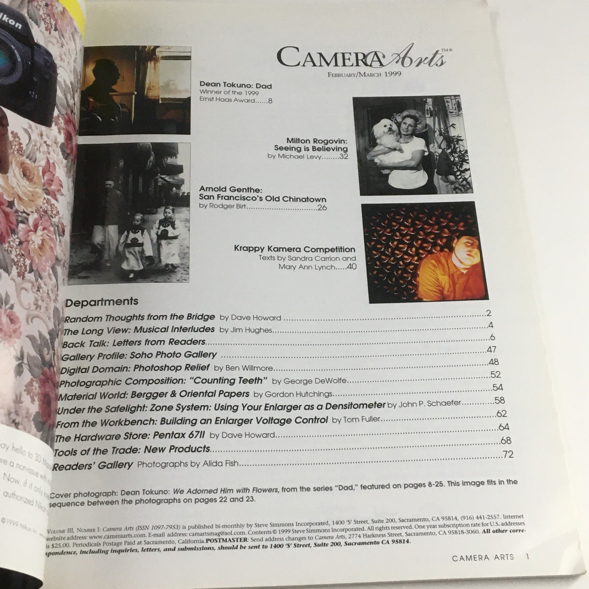 Camera Arts Magazine February 1999 We Adorned Him w Flower Dean Tokumo, No Label