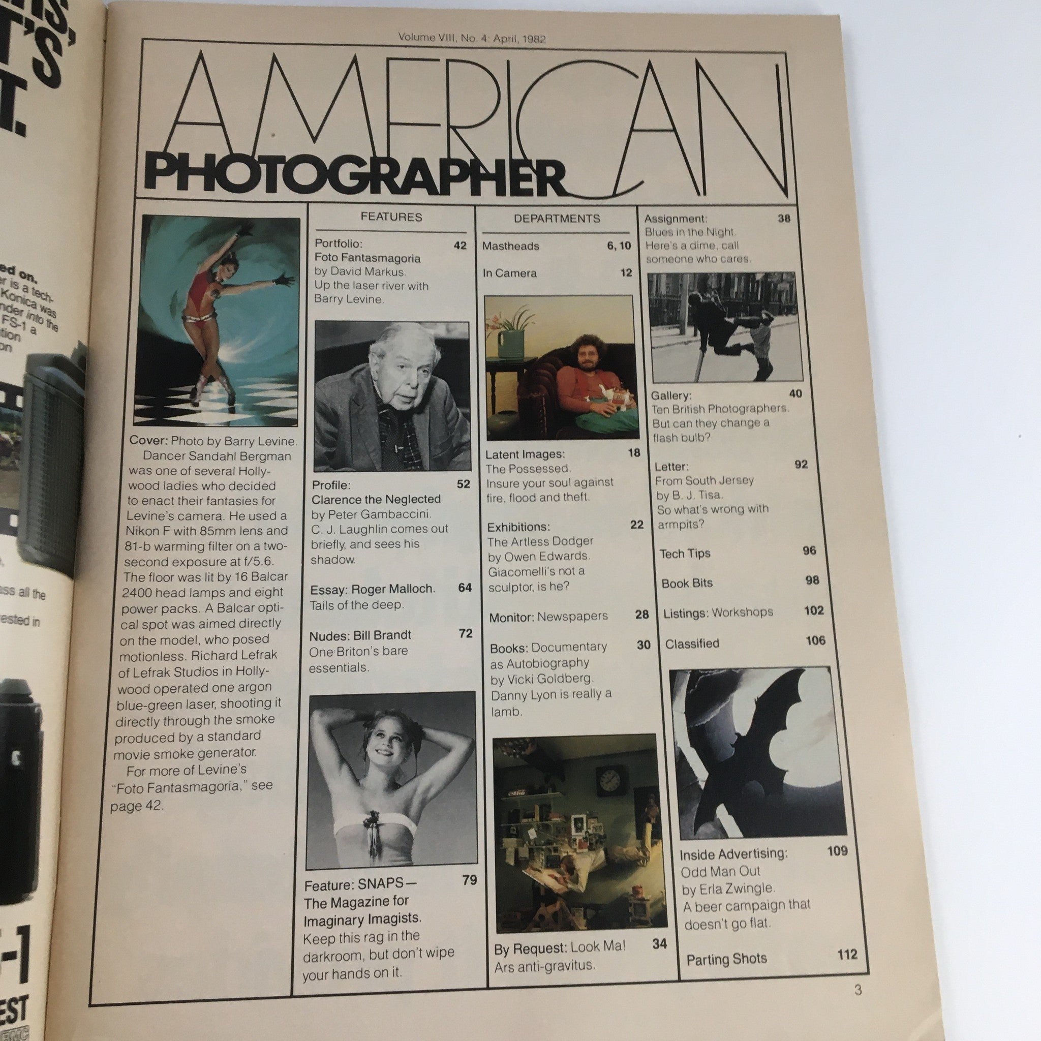 American Photographer Magazine April 1982 Dancer Sandahl Bergman, No Label