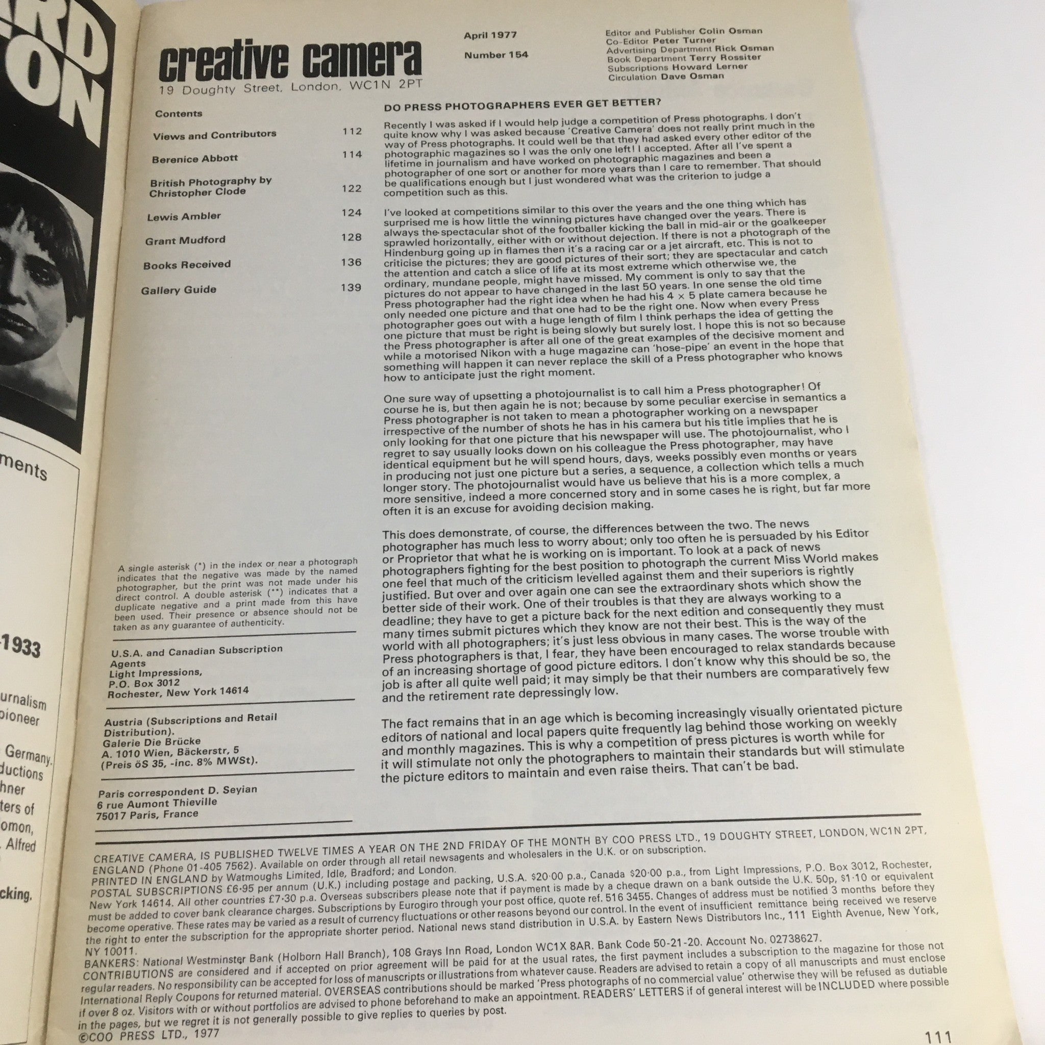 Creative Camera Magazine April 1977 Grant Mufford, Lewis Ambler, No Label