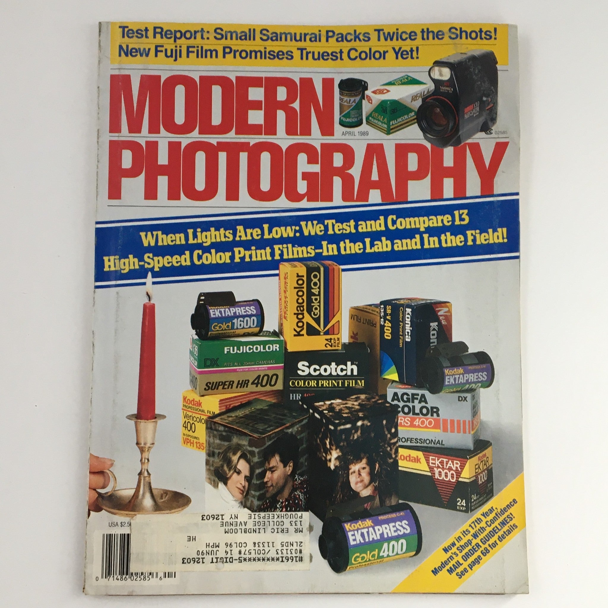 Modern Photography Magazine April 1989 High-Speed Color Print Films Compared