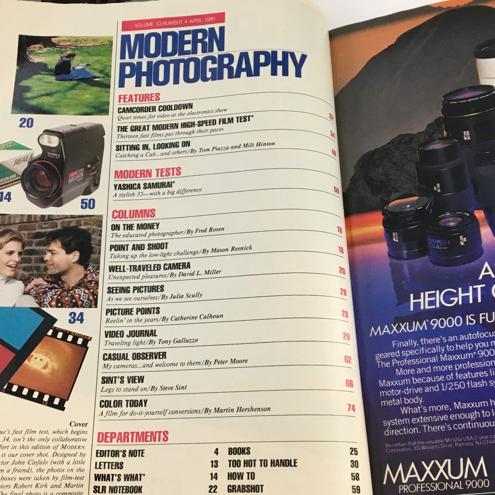 Modern Photography Magazine April 1989 High-Speed Color Print Films Compared