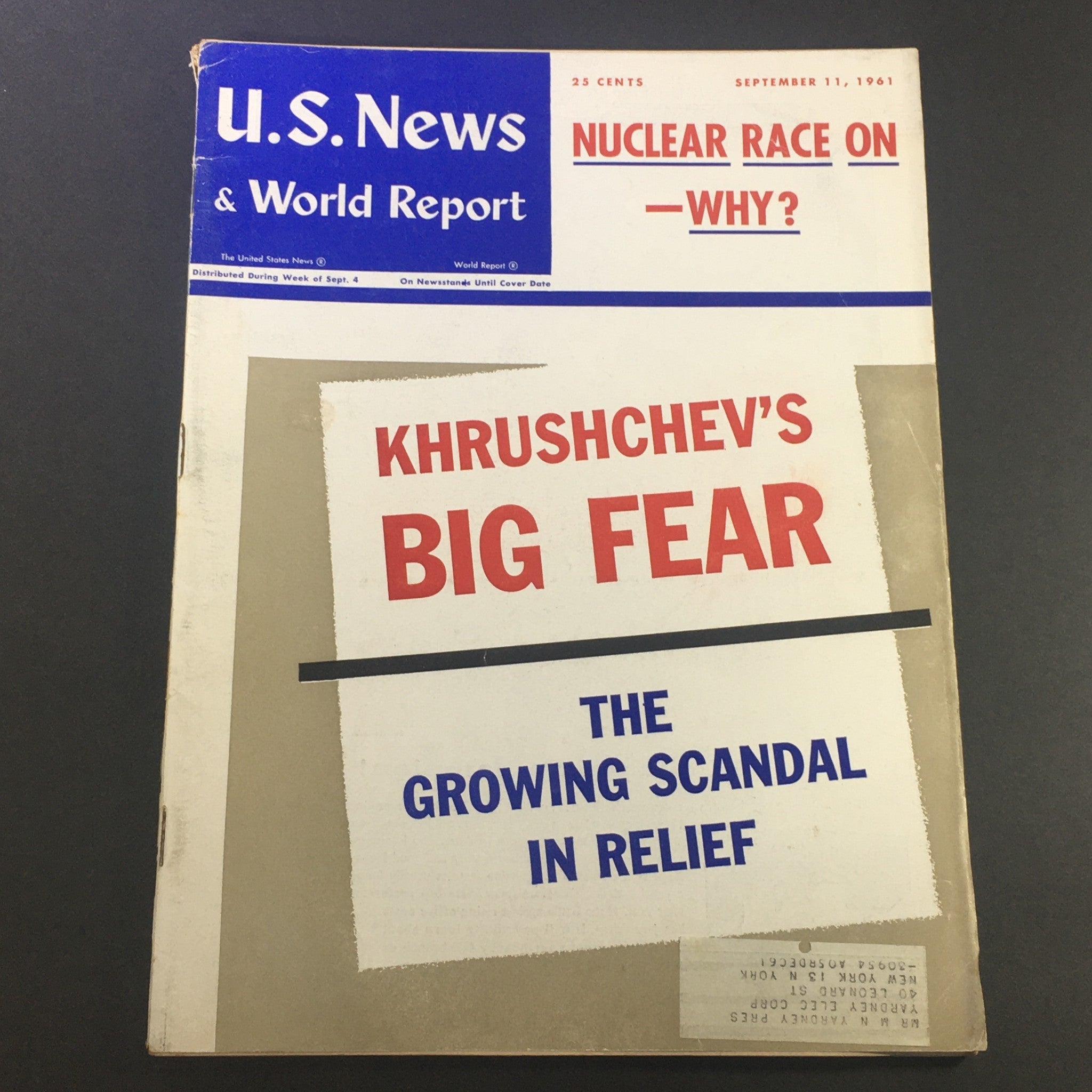 VTG U.S. News & World Report Magazine September 11 1961 - Nikita Khrushchev Fear