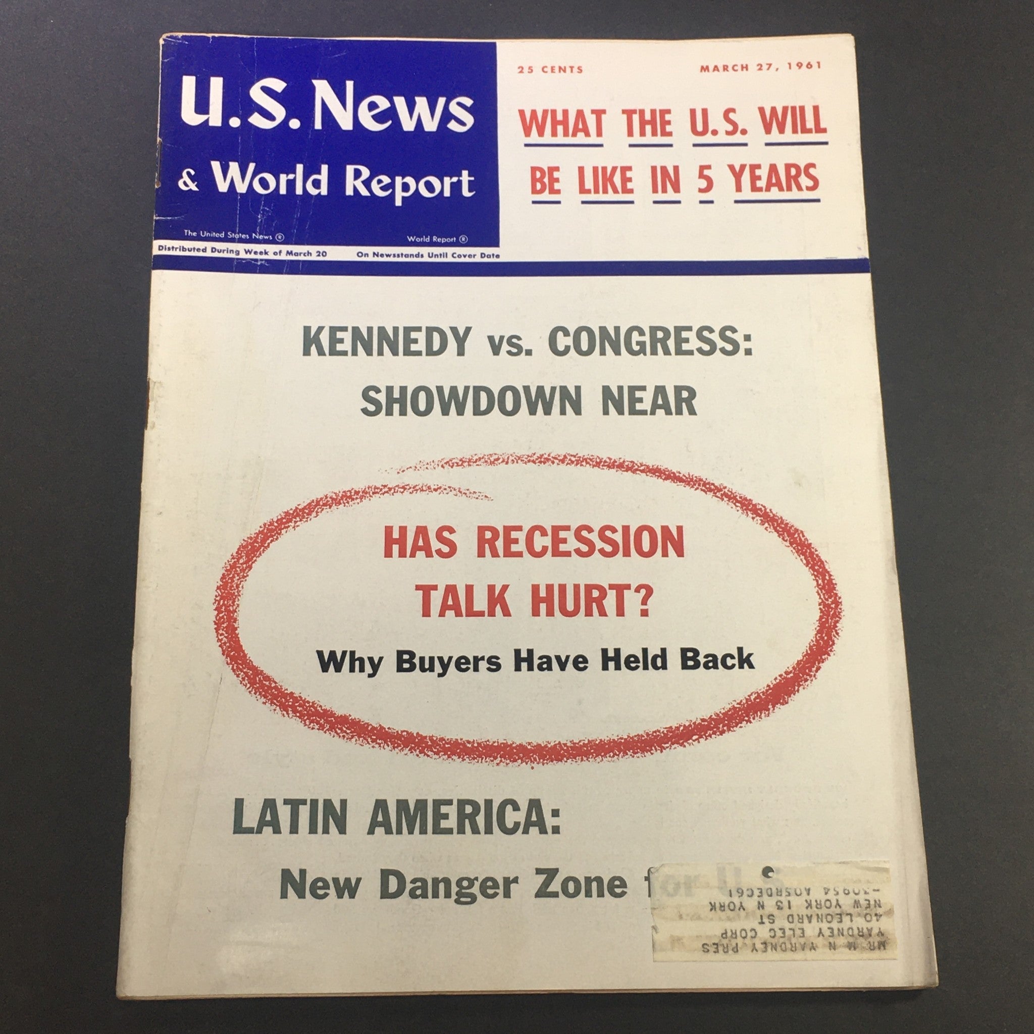 VTG U.S. News & World Report Magazine March 27 1961 John F. Kennedy vs Congress