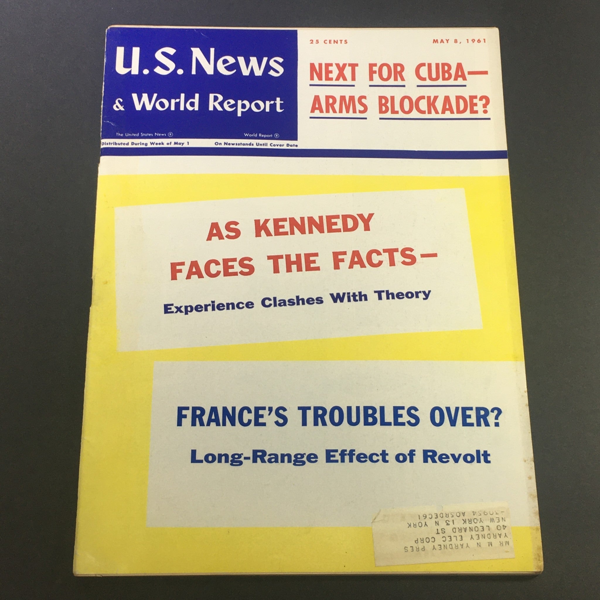 VTG U.S. News & World Report Magazine May 8 1961 - John F. Kennedy Faces Facts