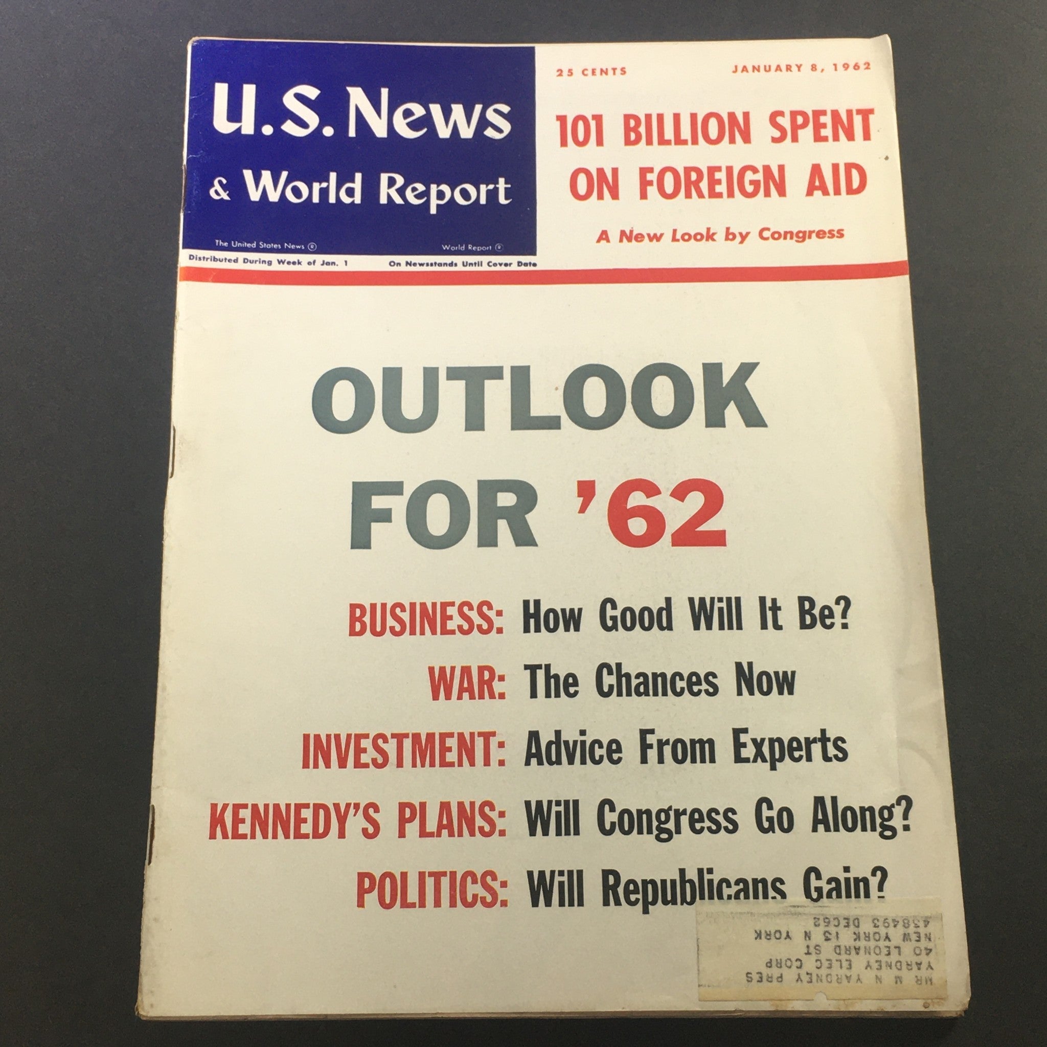 VTG U.S. News & World Report Magazine January 8 1962 - Outlook For The Year 1962