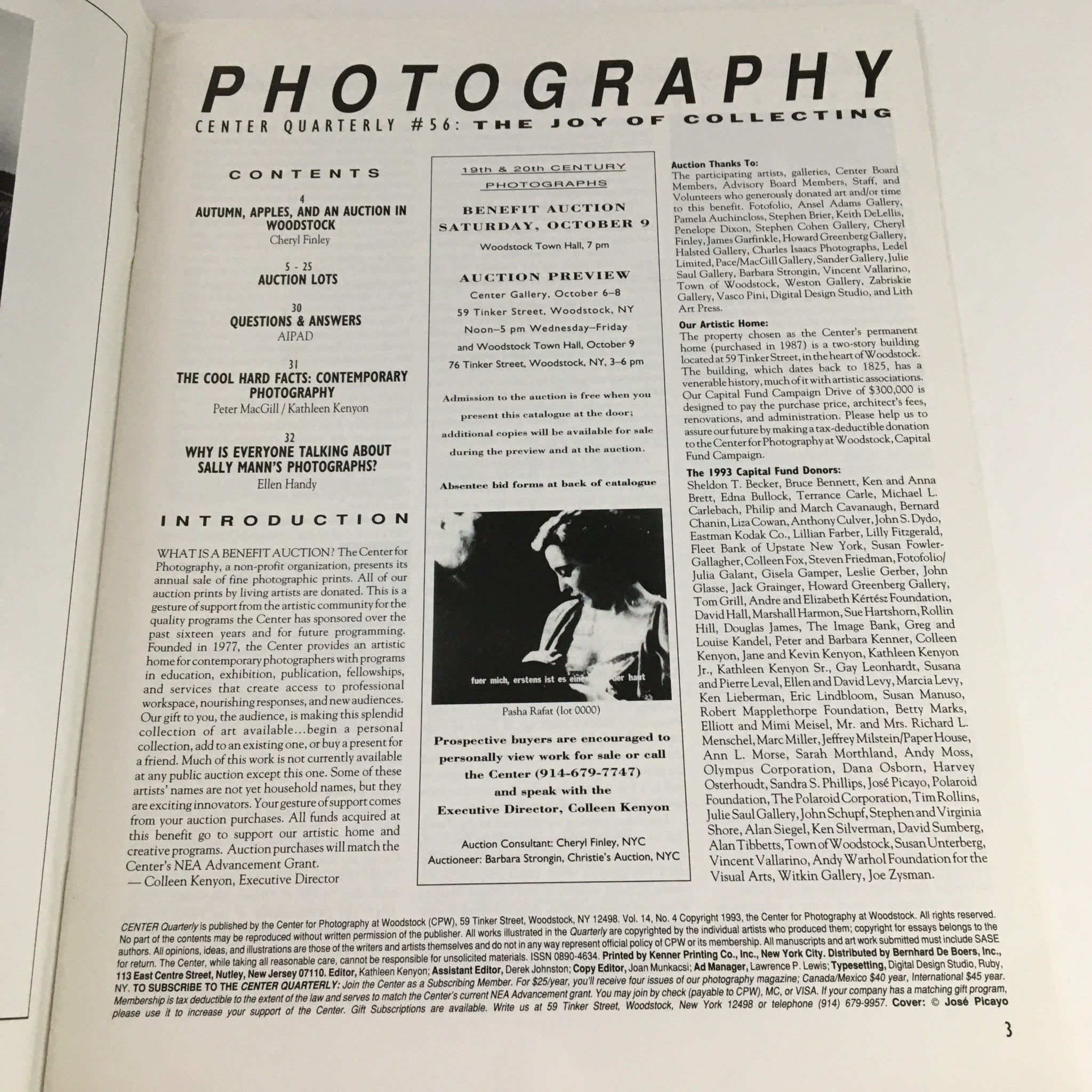 Photography Quarterly Auction Catalog 1993 #56 Contemporary Photography Facts