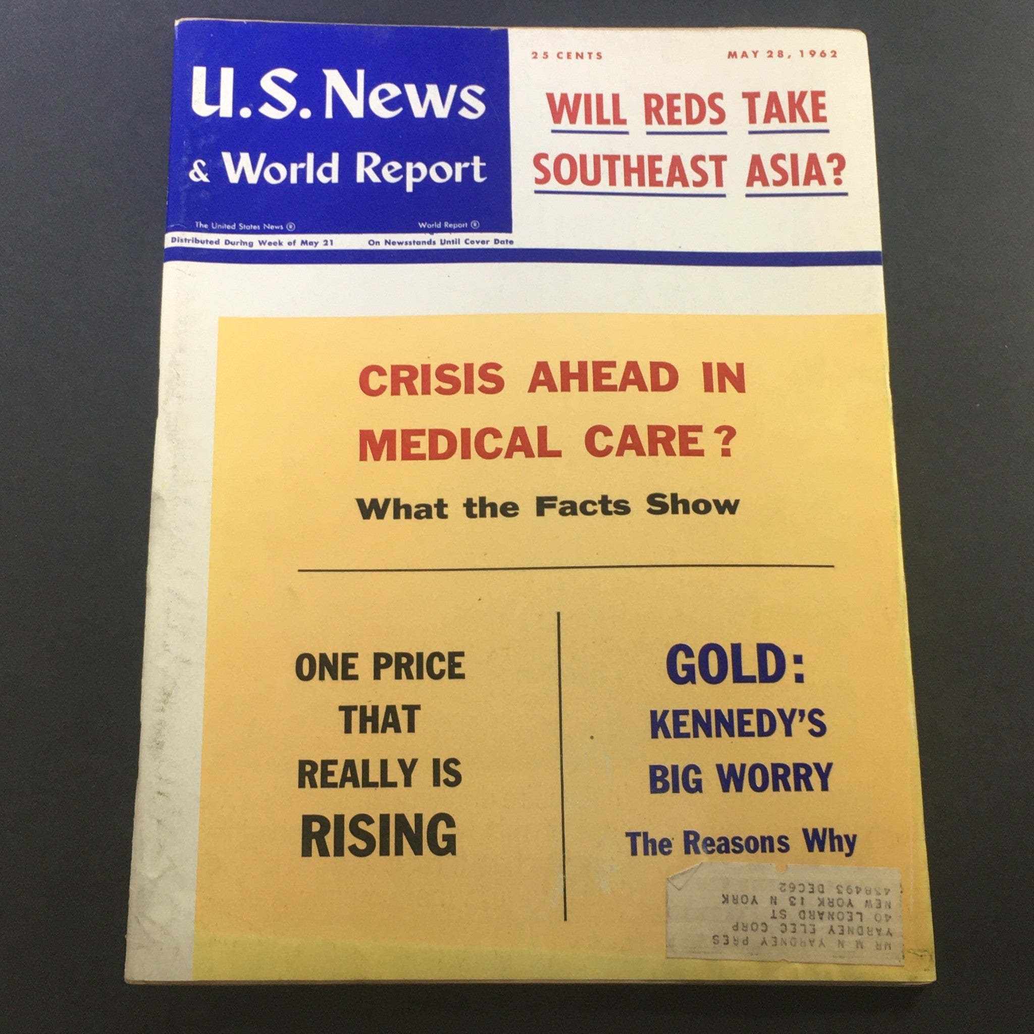 VTG U.S. News & World Report Magazine May 28 1962 - John F. Kennedy's Big Worry