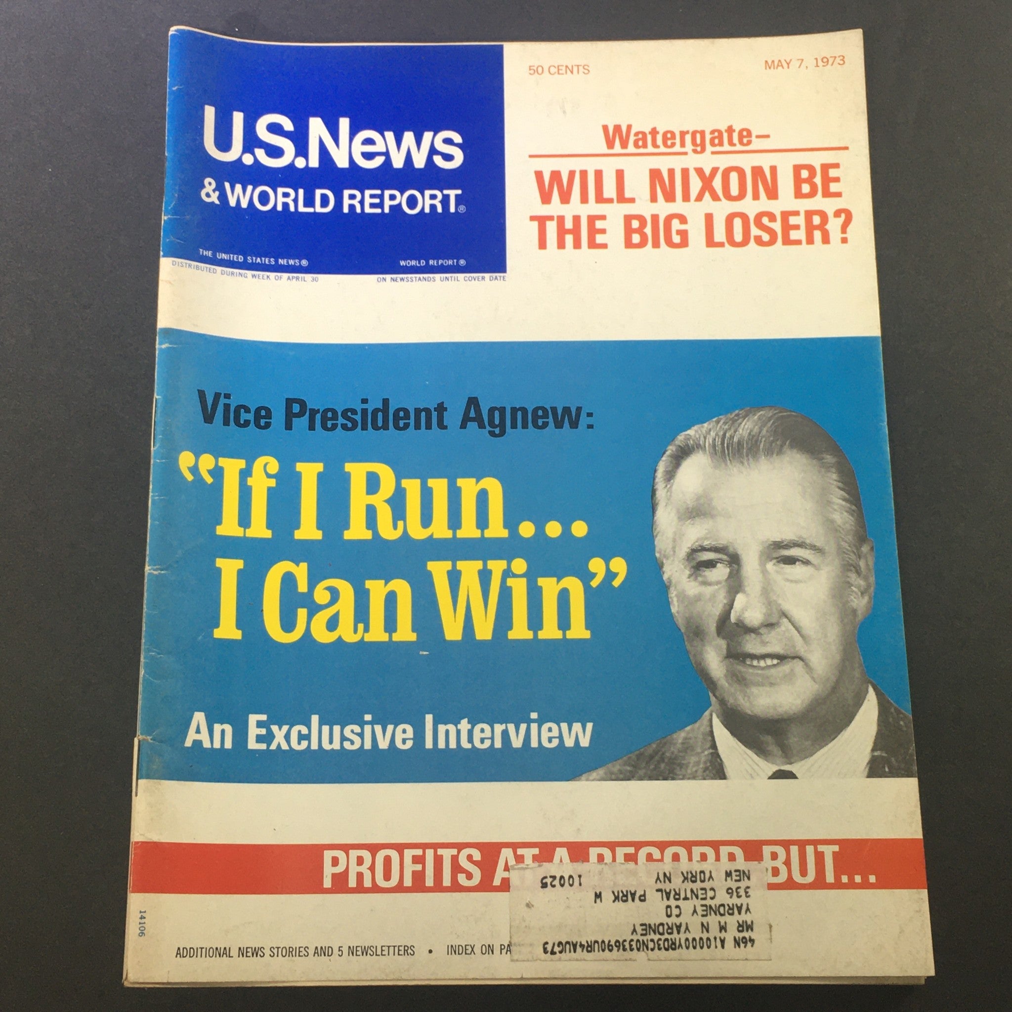 VTG U.S. News & World Report Magazine May 7 1973 - Vice President Spiro Agnew