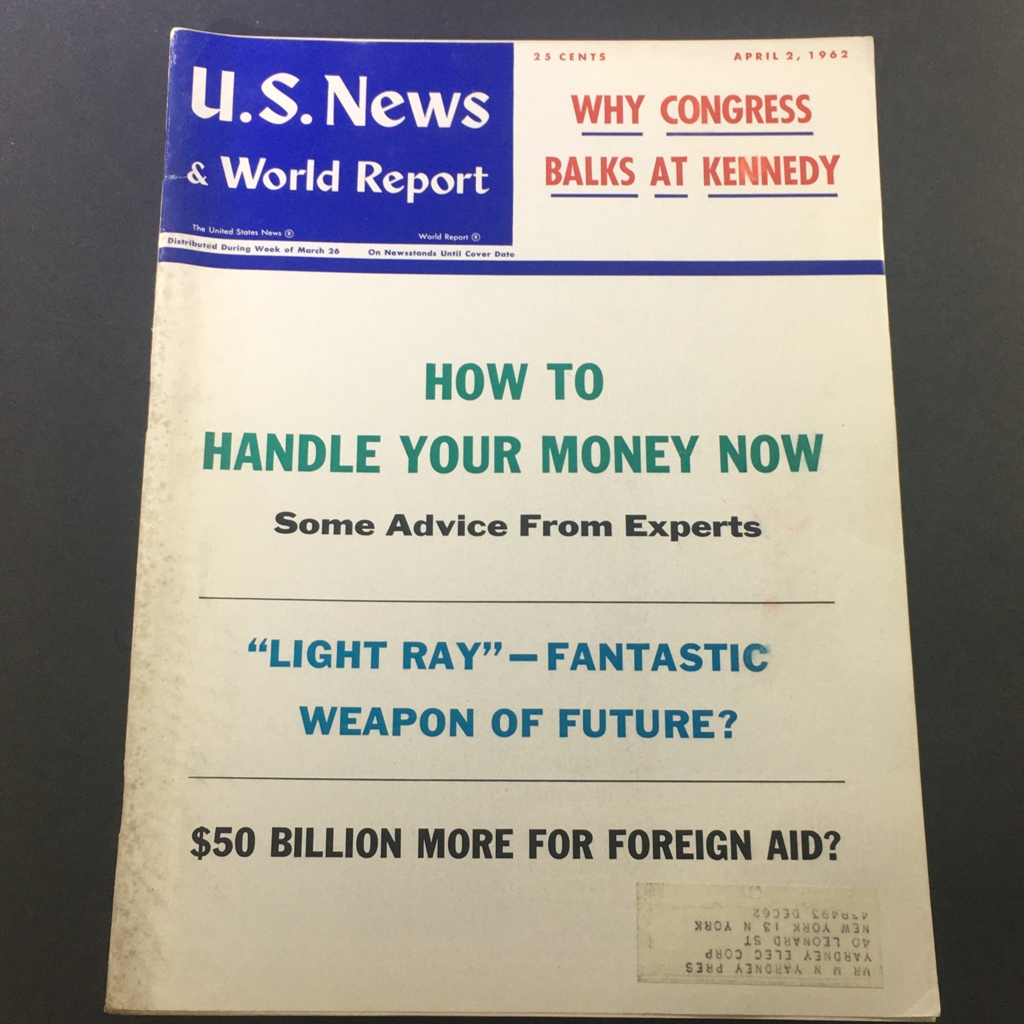 VTG U.S. News & World Report Magazine April 2 1962 - Balks at John F. Kennedy