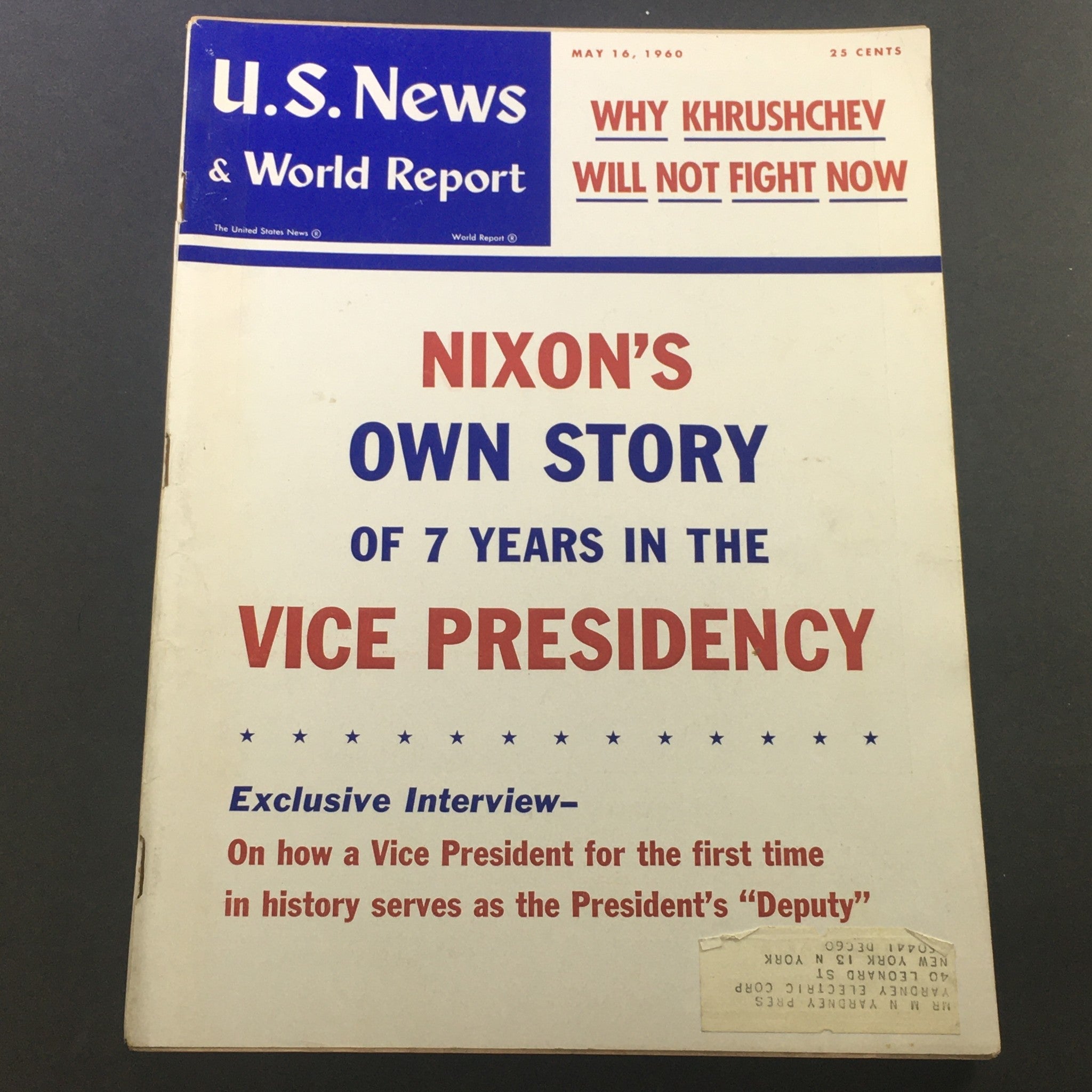 VTG U.S. News & World Report Magazine May 16 1960 - Richard Nixon's Own Story