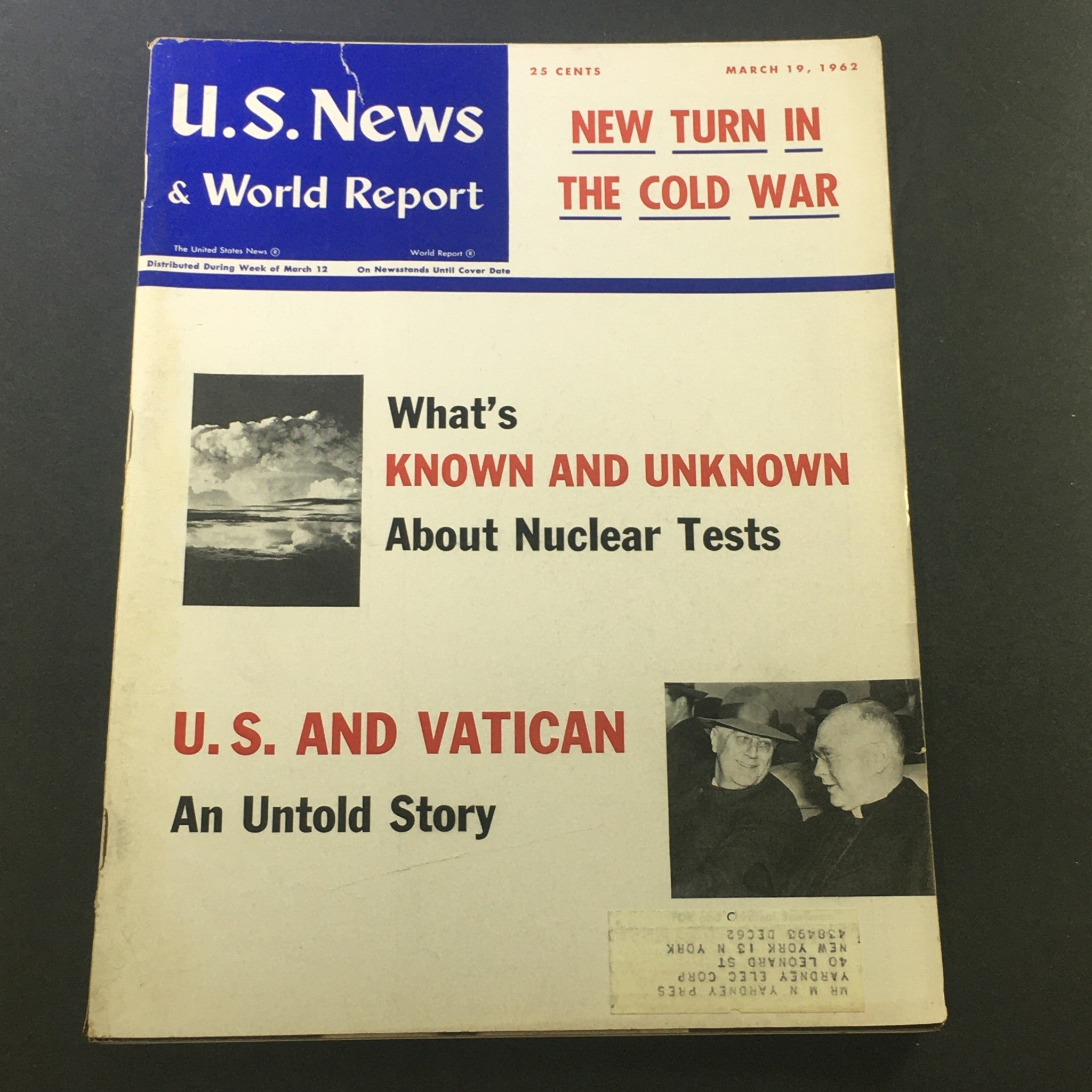 VTG U.S. News & World Report Magazine March 19 1962 U.S. & Vatican Untold Story