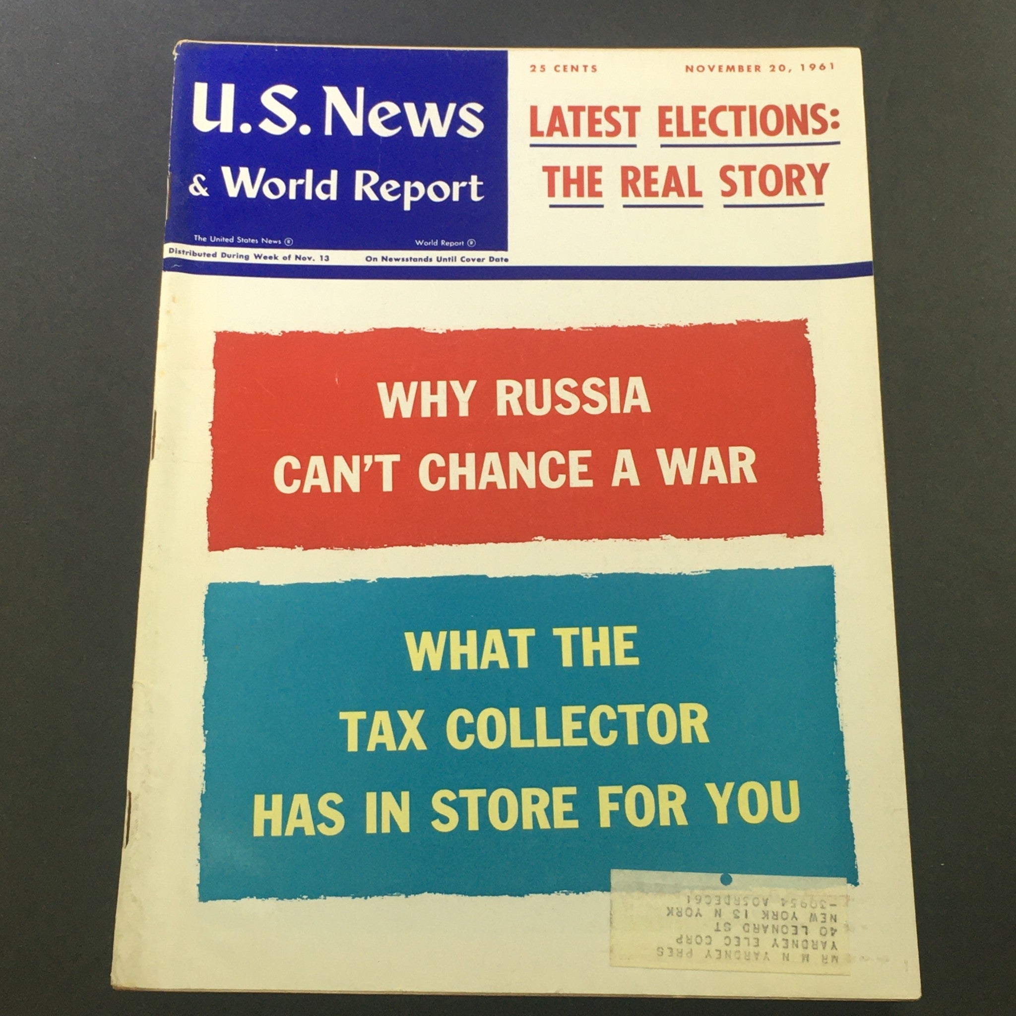 VTG U.S. News & World Report Magazine November 20 1961 - Latest Election Story