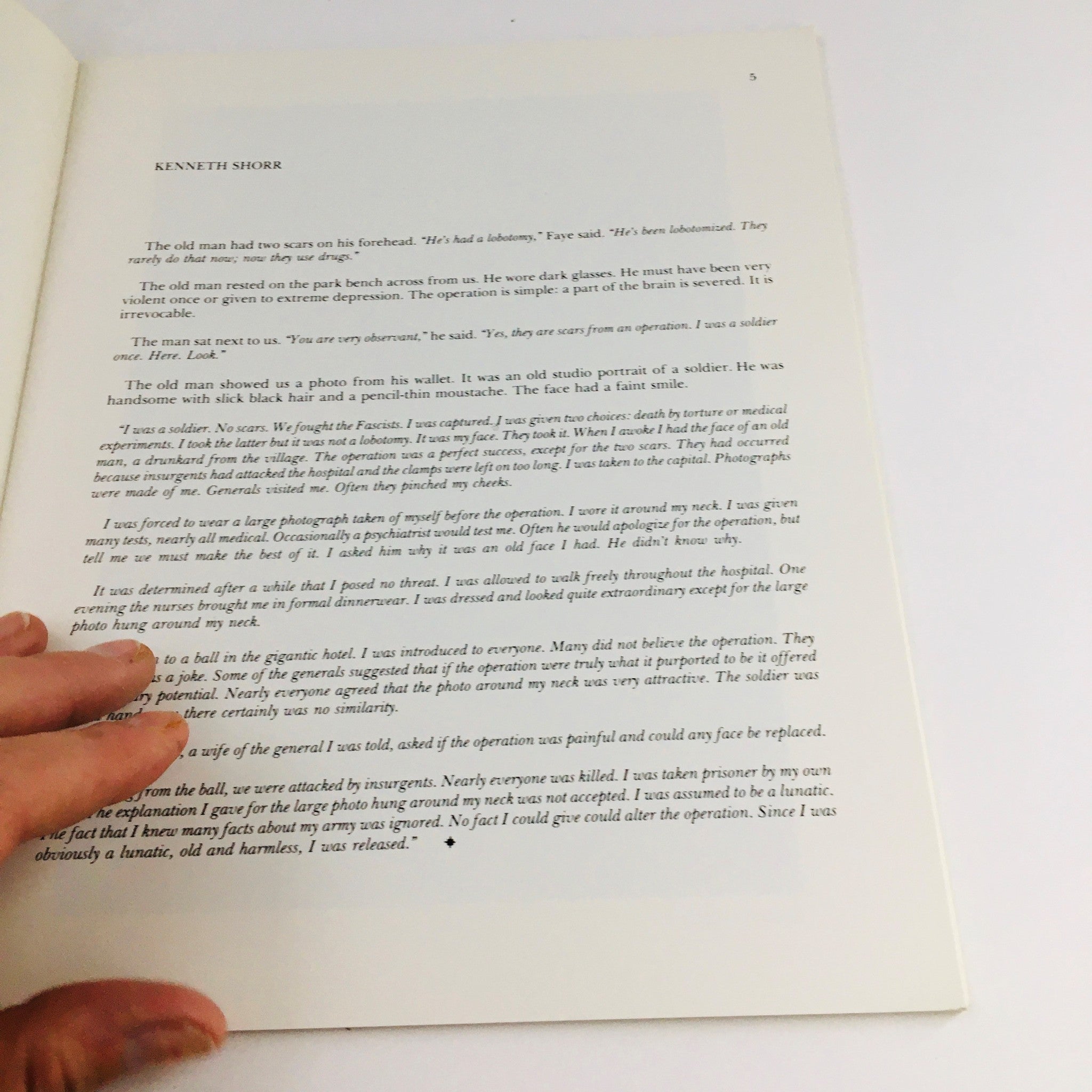 Page from Combinations Winter 1977 Vol 1 #2 showing text by Kenneth Shorr, discussing a soldier's experiences and a significant photograph.