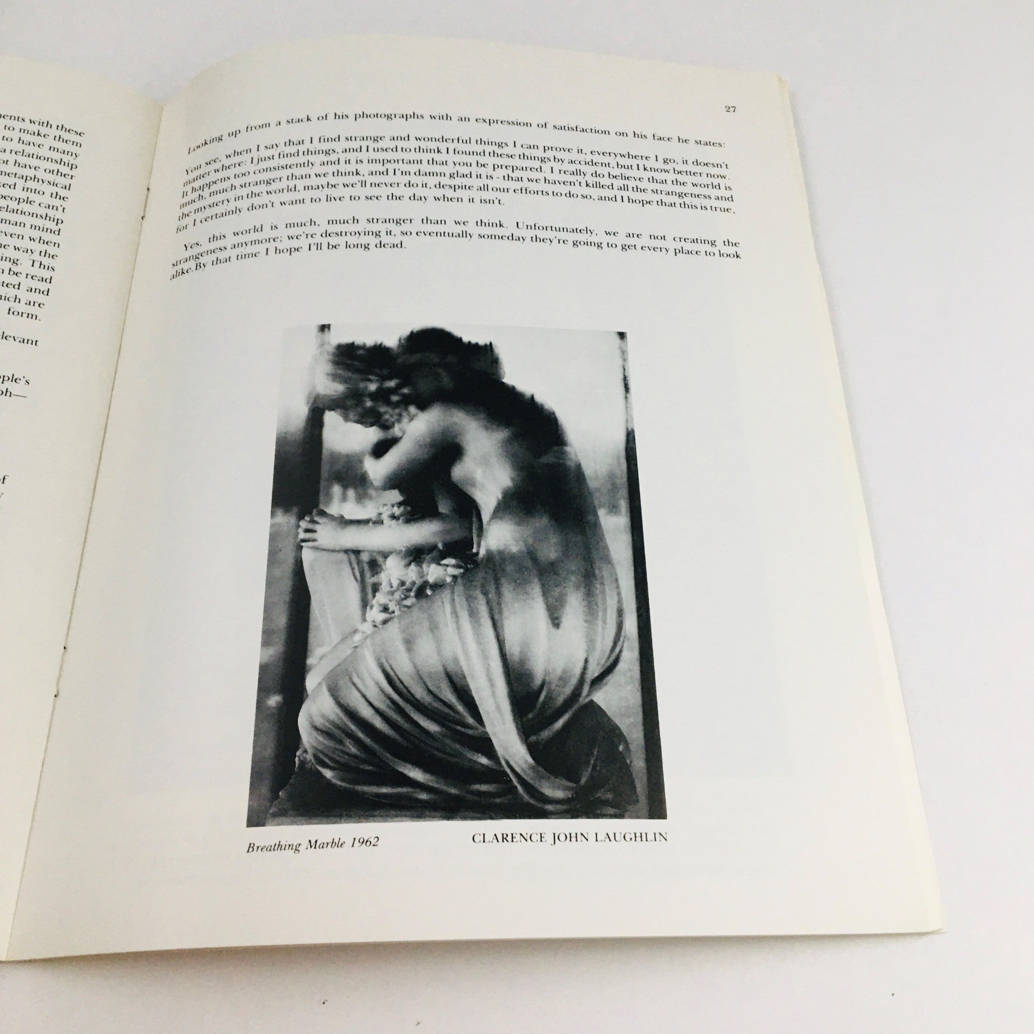 Photograph titled 'Breathing Math 1962' by Clarence John Laughlin, included in Combinations Winter 1977 Vol 1 #2, depicting a poignant human figure.