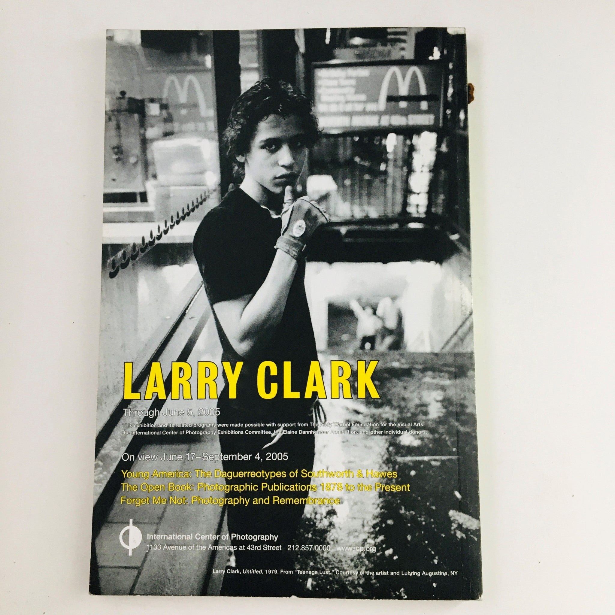 Cover page from Photograph Magazine May 2005 featuring promotional material for Larry Clark's exhibition at the International Center of Photography.