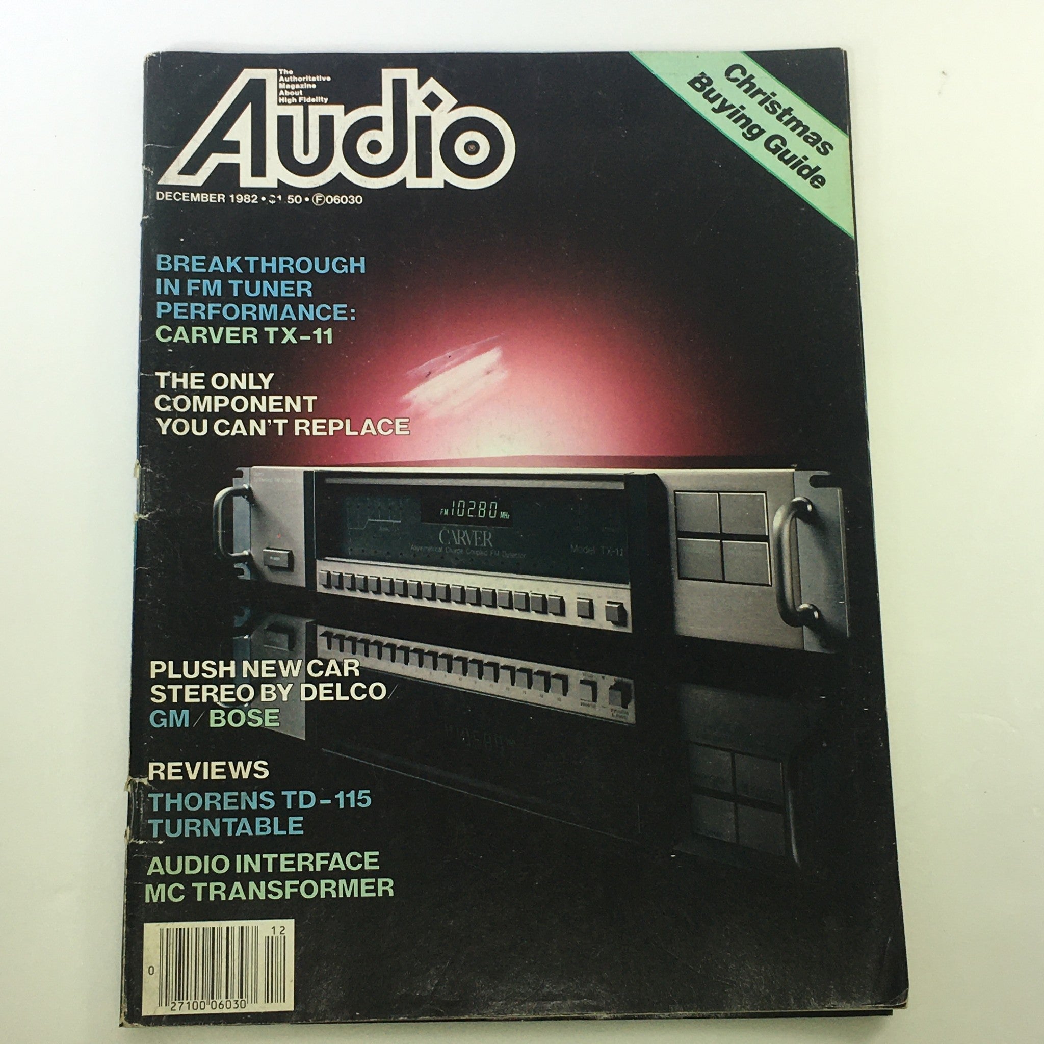 Vintage Audio and Music Magazine from December 1982 featuring the Audio Interface MC Transformer, showcasing advancements in audio technology and music production.