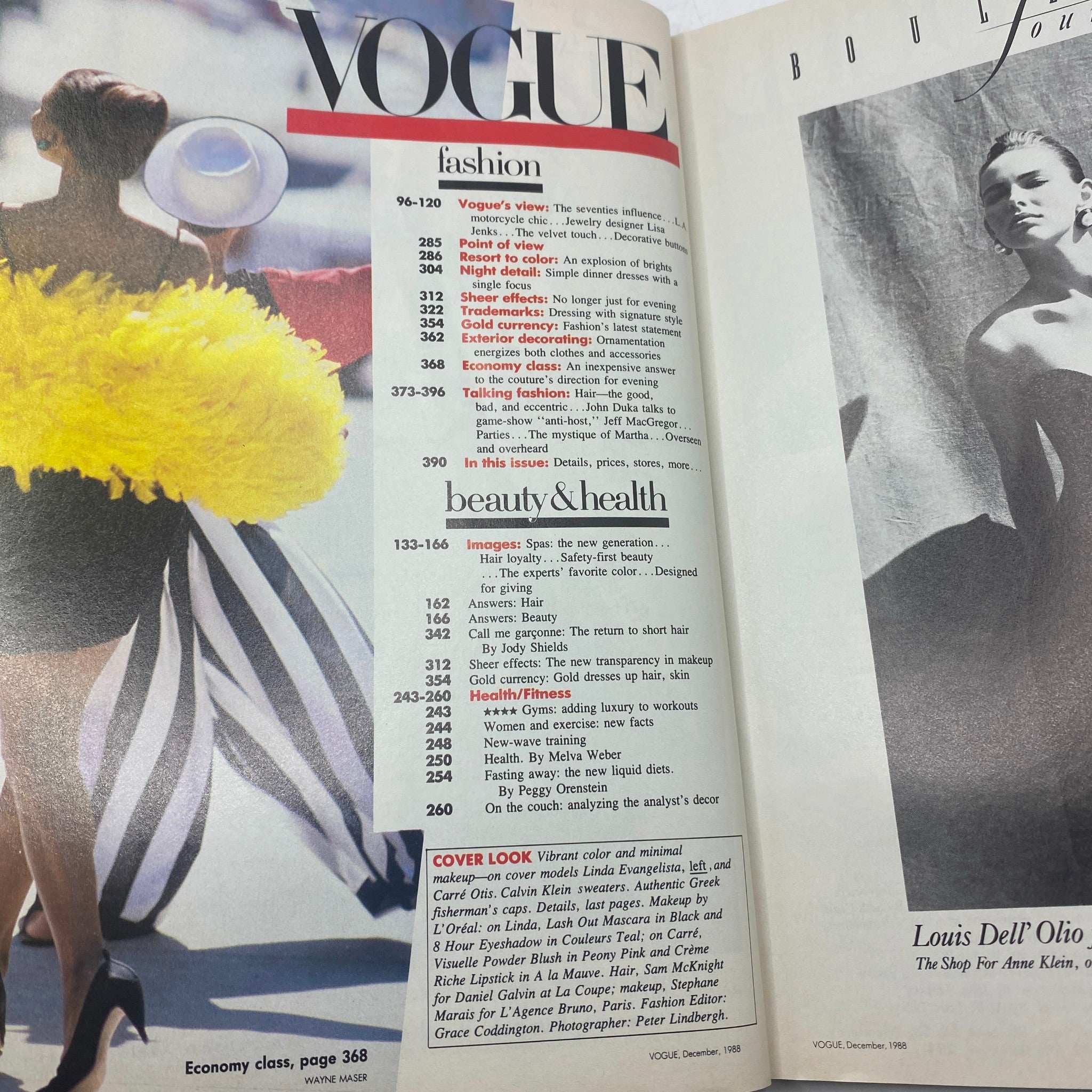 VTG Vogue Magazine December 1988 Linda Evangelista & Carré Otis No Label