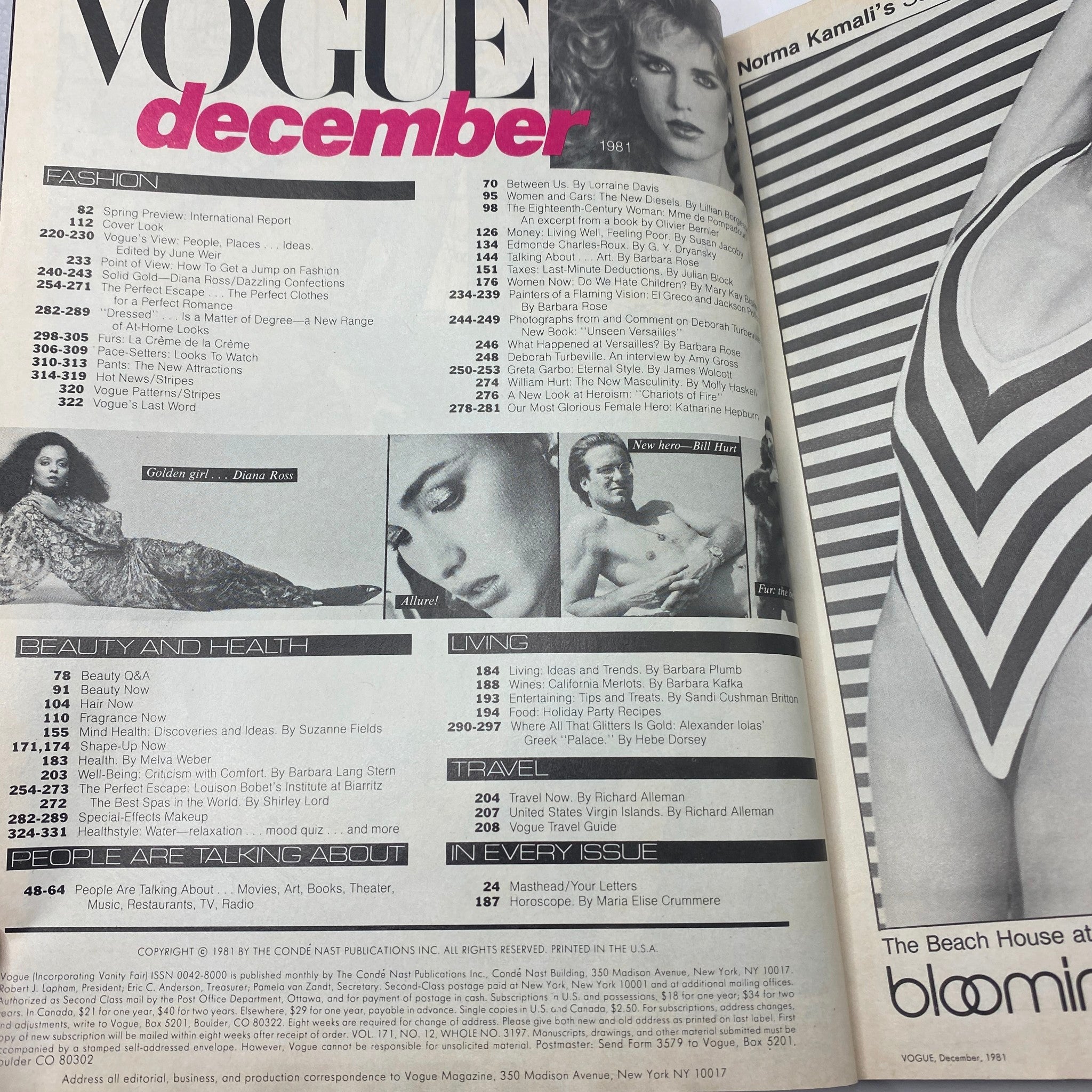 VTG Vogue Magazine December 1981 Kelly LeBrock by Richard Avedon