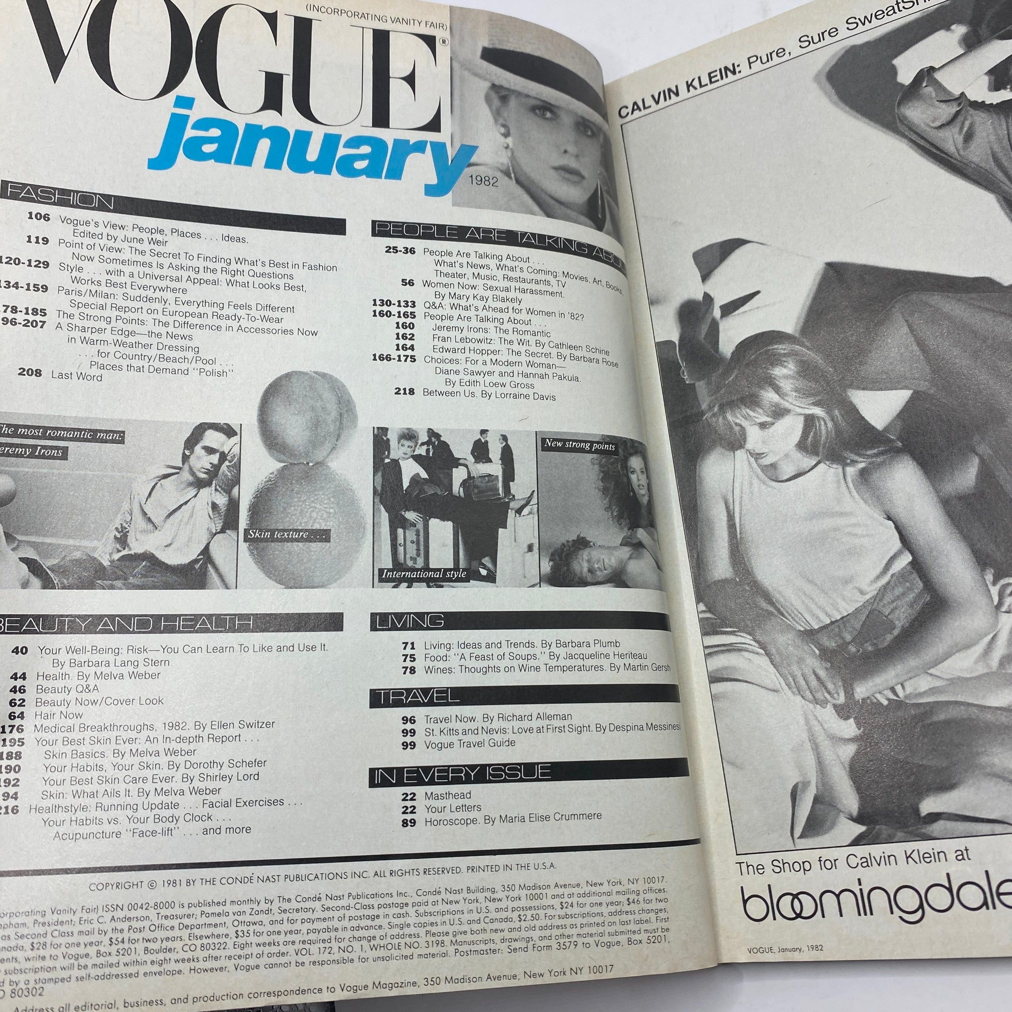 VTG Vogue Magazine January 1982 Rosemary McGrotha by Richard Avedon