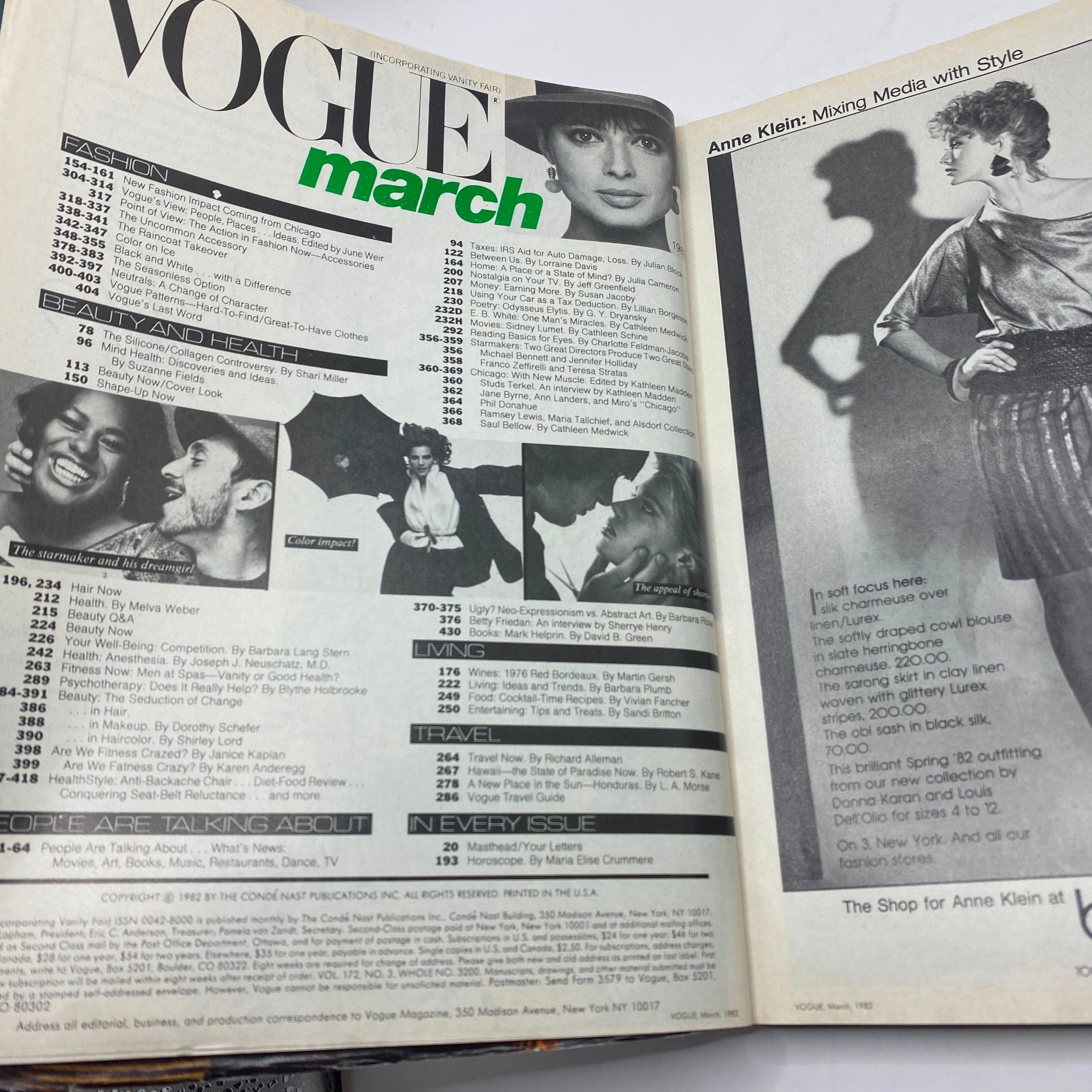 VTG Vogue Magazine March 1982 Isabella Rossellini by Bill King