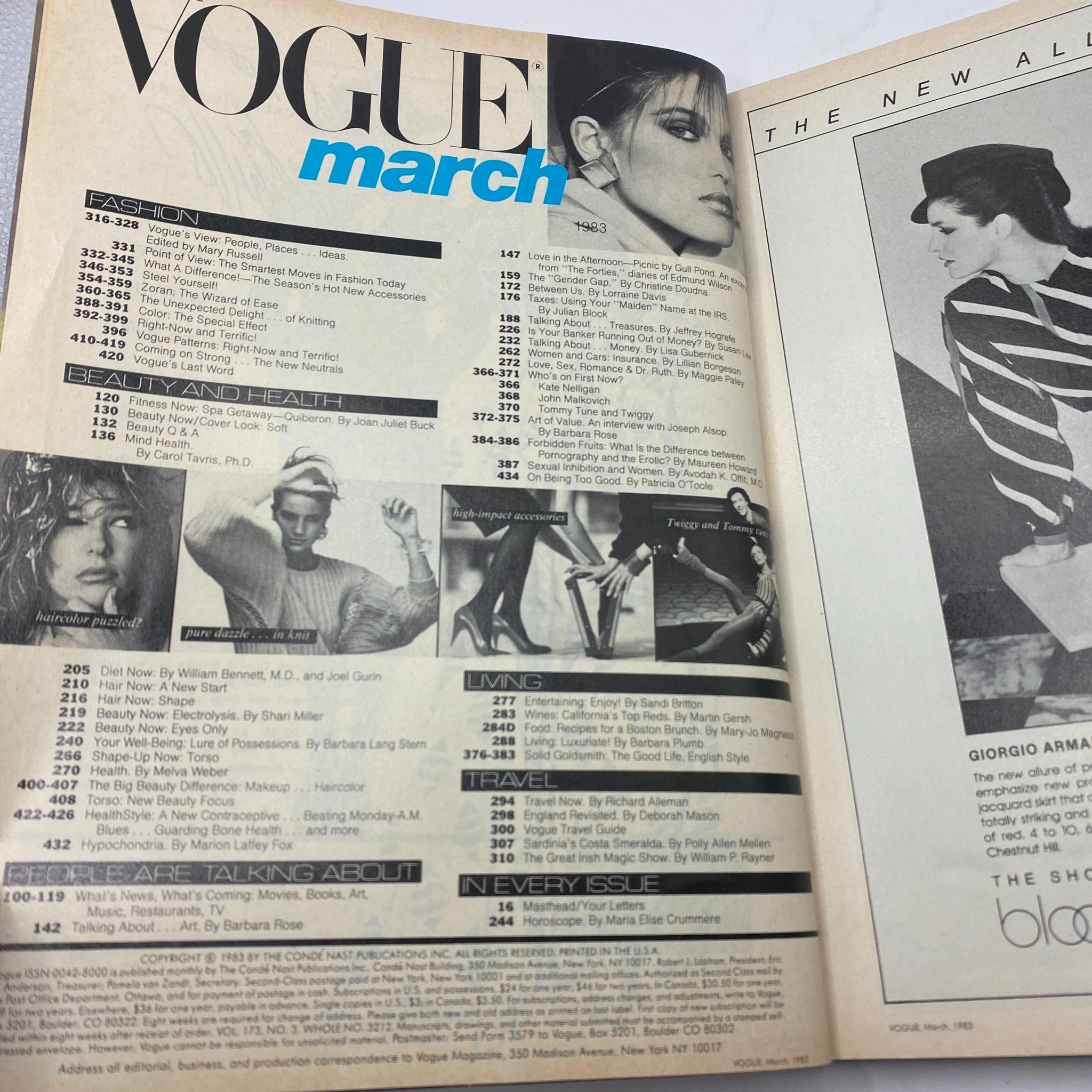 VTG Vogue Magazine March 1983 Lauren Helm by Richard Avedon