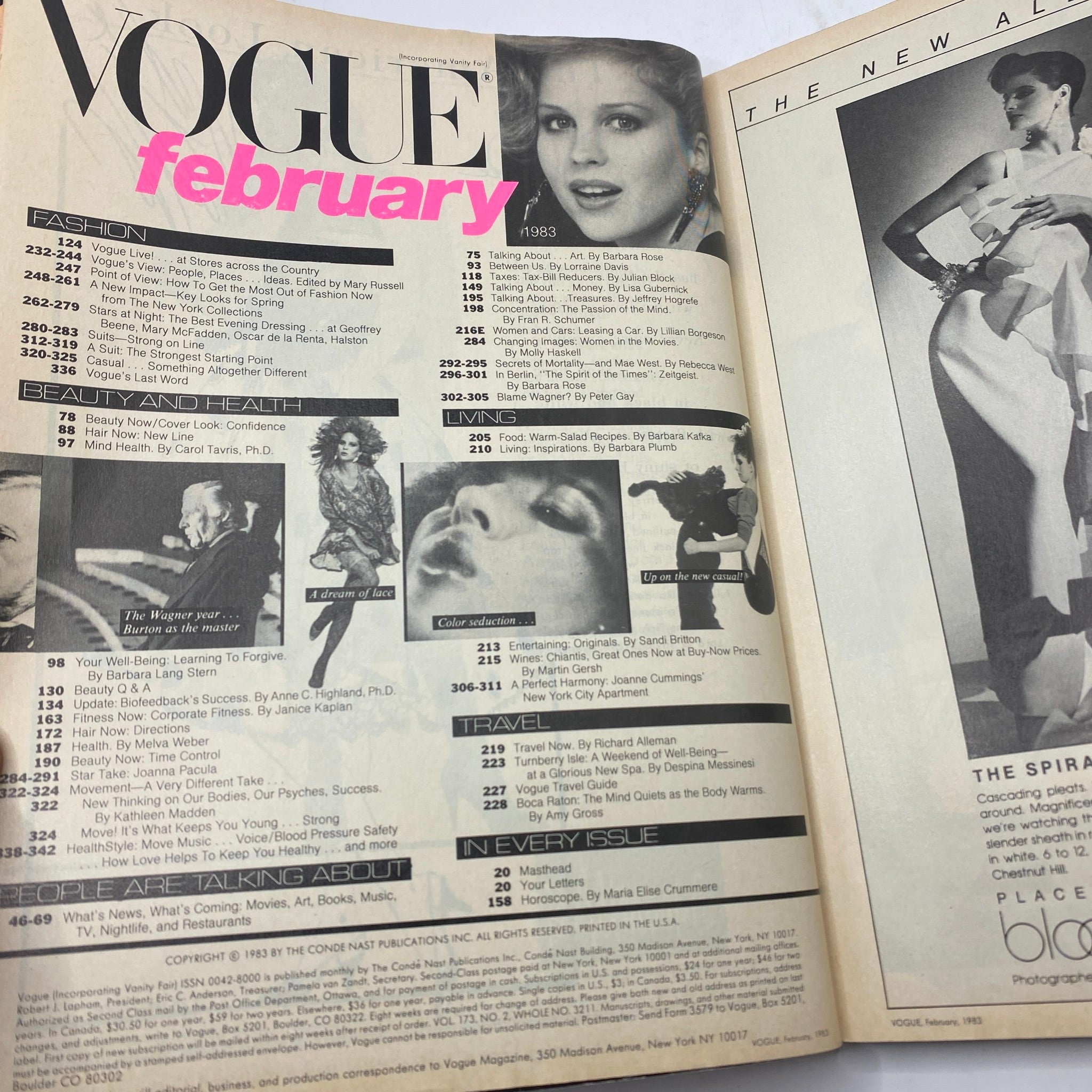 VTG Vogue Magazine February 1983 Alexa Singer by Richard Avedon