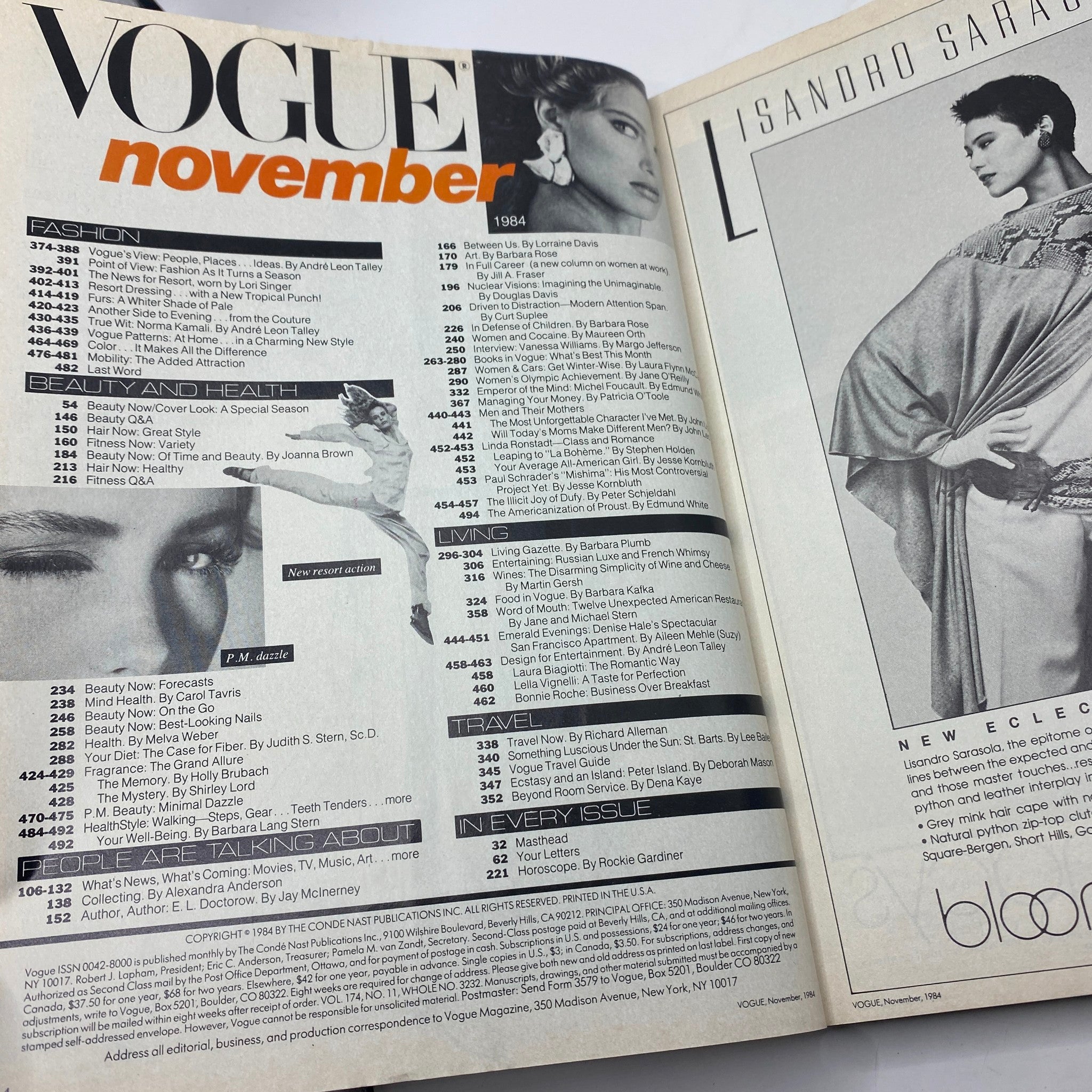 VTG Vogue Magazine November 1984 Alexa Singer by Richard Avedon